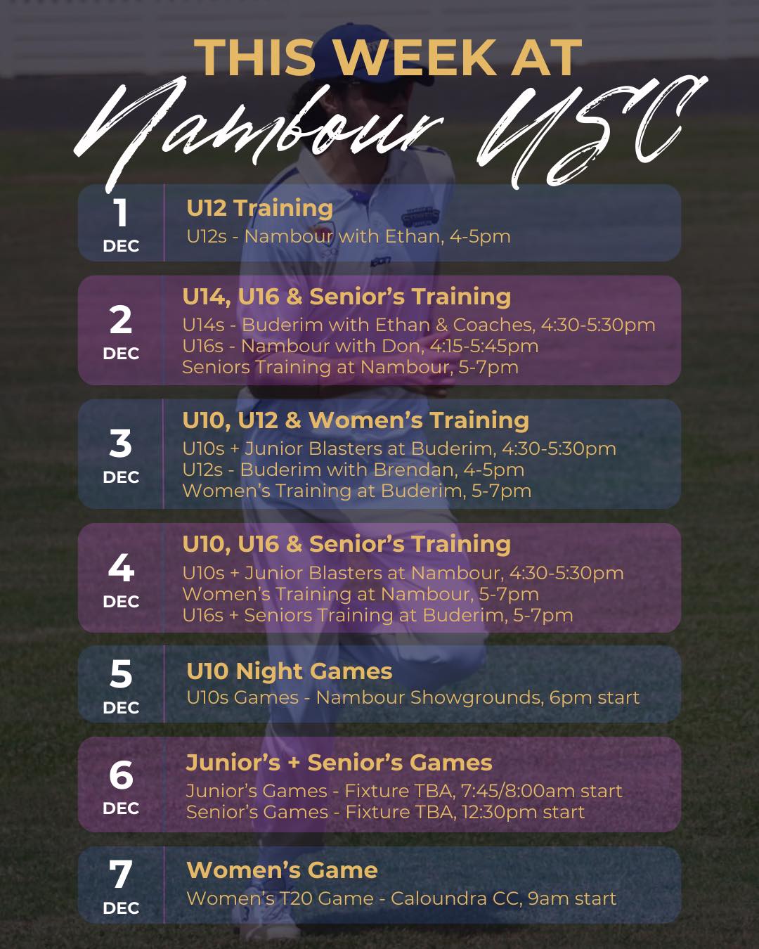 Another weekend of cricket down - here’s what’s to come this week 💪
#strikersspirit ⚡️