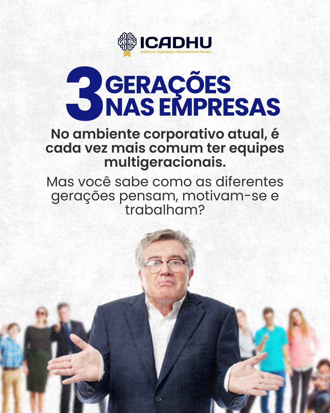 No ambiente corporativo atual, é cada vez mais comum ter equipes multigeracionais. Mas você sabe como as diferentes gerações pensam, motivam-se e trabalham?
👉 No carrossel, te mostramos 3 gerações-chave presentes nas empresas e dicas para liderar cada uma com mais eficácia.
No ICADHU, oferecemos treinamentos para líderes que querem transformar diferenças geracionais em vantagem competitiva.
Qual dessas gerações mais te desafia no trabalho? Comente!
#Gerações #LiderançaGeracional #GestãoDeEquipe #ICADHU