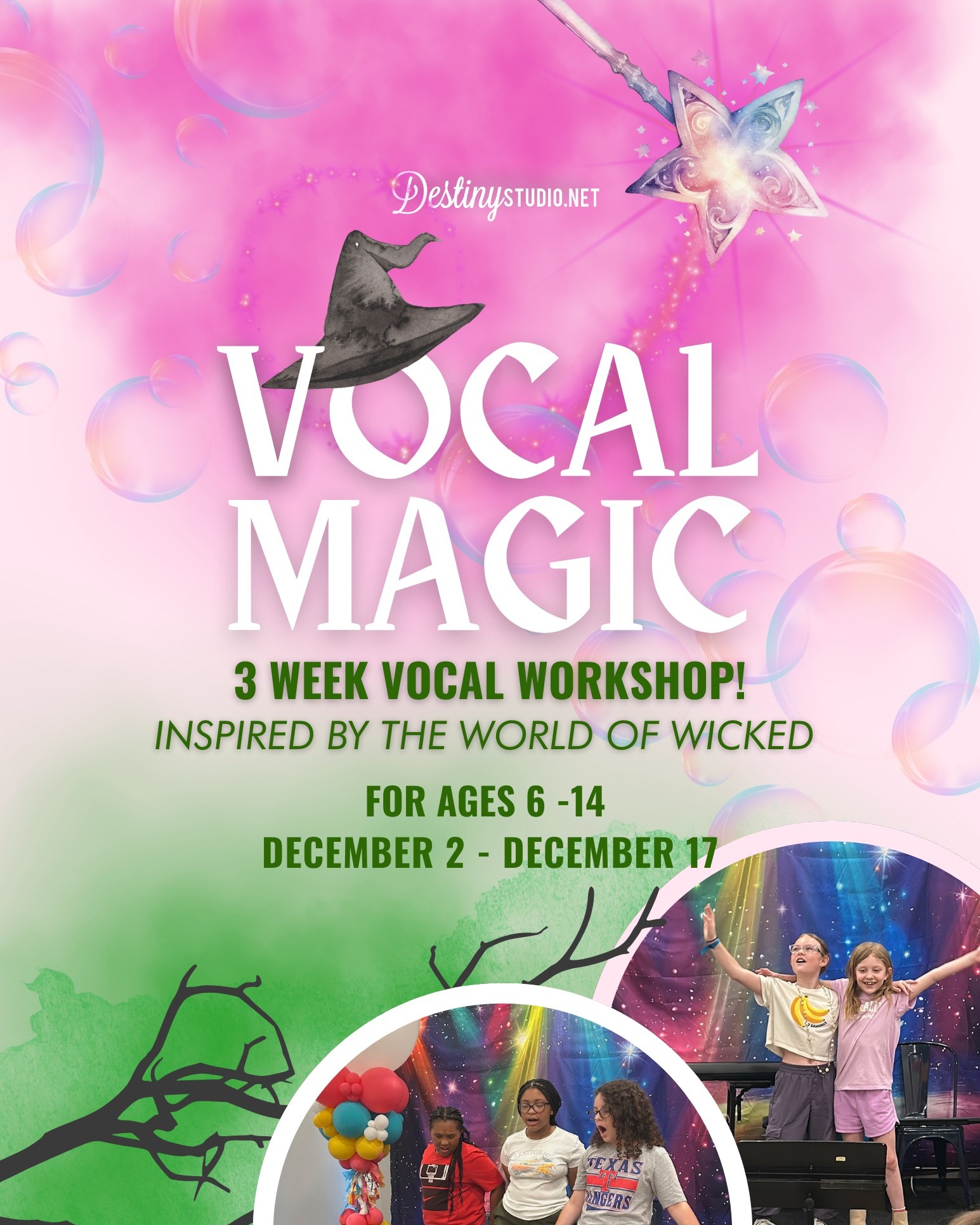 Tomorrowās the day! āØ
Vocal Magic (our 3-week Wicked-inspired vocal workshop) starts this week:
⢠Ages 6ā10 ā Tues @ 4:30
⢠Ages 11ā14 ā Wed @ 7
A perfect starter for new singers ā and it ends with a special performance. š
Last call to join the magic!
Comment for the details!
#MusicLessonsTexas #FortWorthTX #FortWorthMusicLessons #DFWMusic #MusicForKids #AledoMoms #WeatherfordTX #MomLifeDFW #WeatherfordMusic #FortWorthMoms #FortWorthKids #WeatherfordMoms #MansfieldTX #BenbrookTX #benbrookmoms #AledoTX #TexasMusicSchool