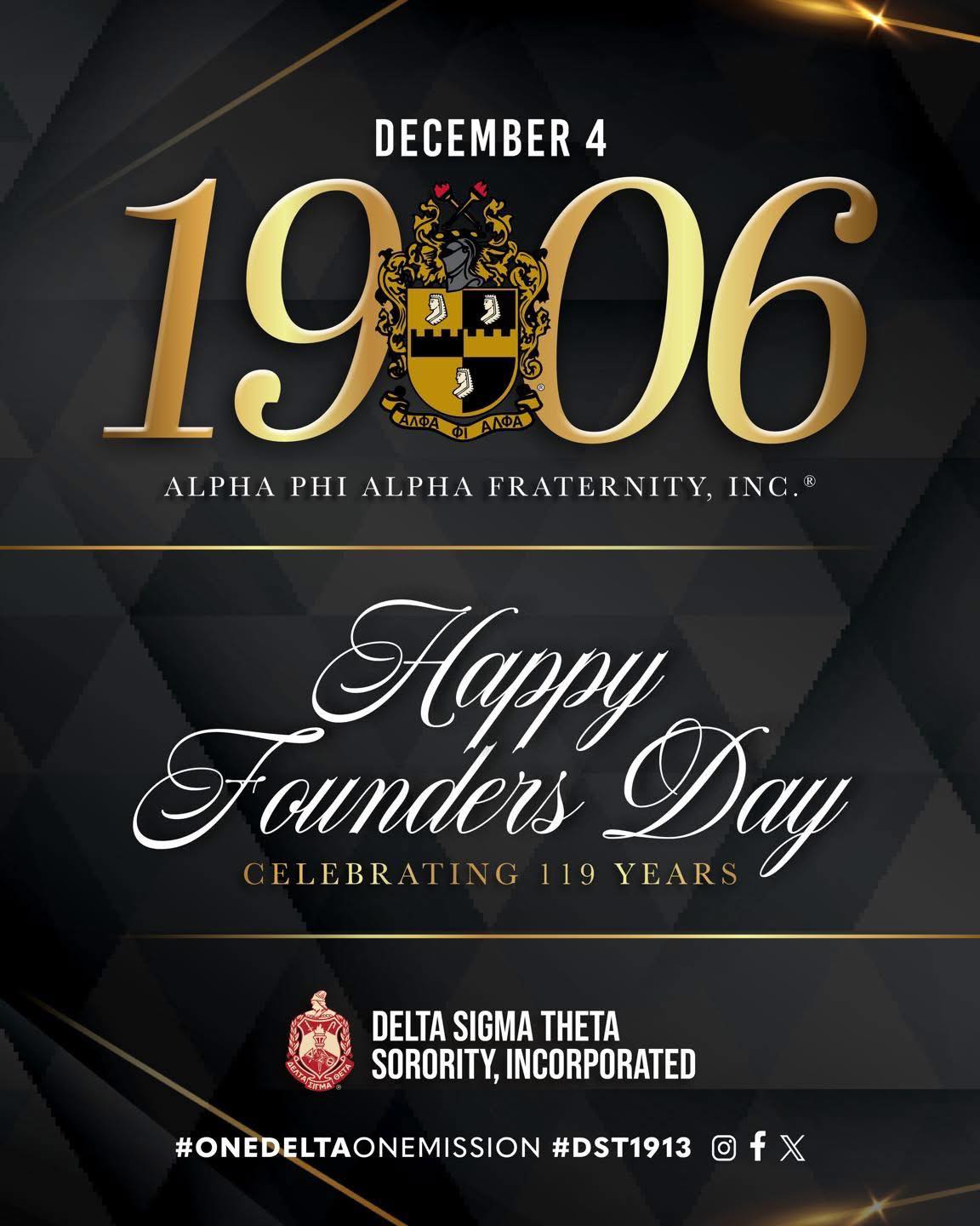 Congratulations to the ambitious, accomplished, and astute men of Alpha Phi Alpha Fraternity, Incorporated, on 119 years of brotherhood and service! Today we celebrate your commitment to manly deeds, scholarship, and love for all mankind. May you continue to lead with distinction and dedication for many more years to come.
#apa1906network