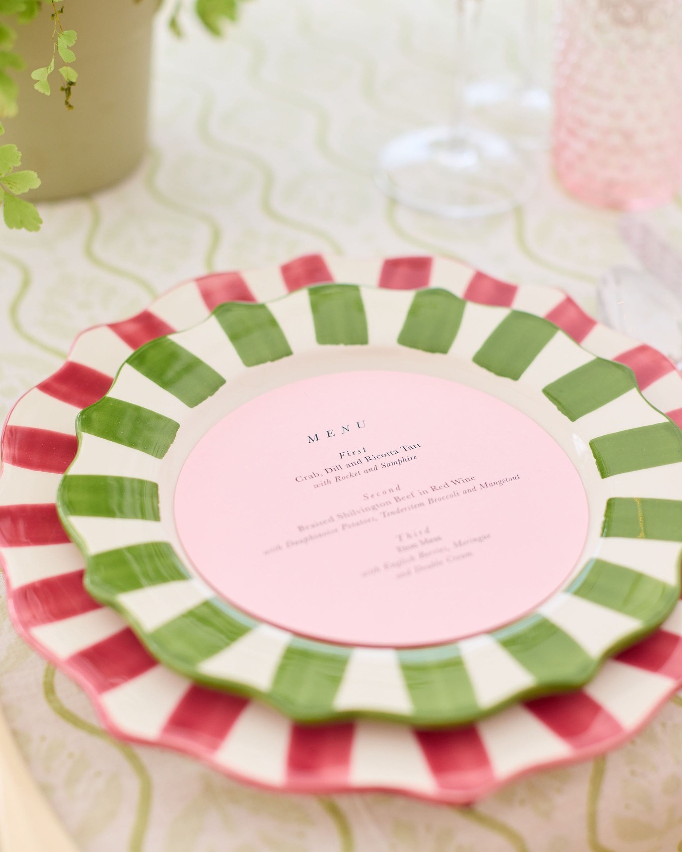 It's hard to believe it was pouring it down looking at these photos! I've been reflecting on this weekend today. Such a lush set of friends, whom I see way too little of, and so much creativity!
I made the menus seen in these photos as well as some table numbers. The menus sat perfectly inside these lush stripy plates @melissarose_design chose for this set-up. It was so satisfying seeing them fit so nearly on the plates, ha!
Venue & wine @englishoakvineyard
Sailcloth Marquee @coastaltents
Venue management @dorsetvineyardweddings
Photos @tomandlizzieredman
Styling & flowers @melissarose_design
Tableware @theluxecollectionuk
Stationery @fromsallywithlove
Photo Booth @switswoophotobooths
Fire chef @flamesandfeasts
Bar & drinks @thepaddockmobilebar
Catering @redherringevents
Trees @whitestemhire
Cakes @cakeylulus
#englishoakvineyard #dorset #pinktheme #weddingmenu #tablenames