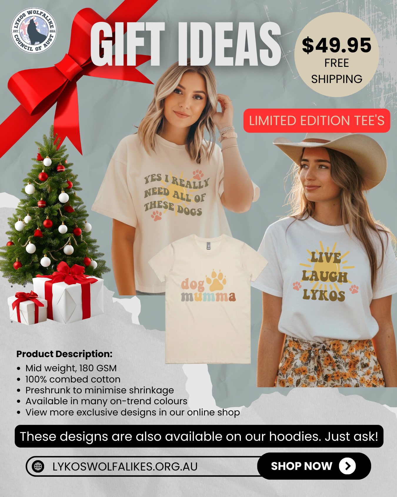 What's the perfect way to spread joy this holiday season? Find your answer at our online store! Website: lykoswolfalikes.org.au