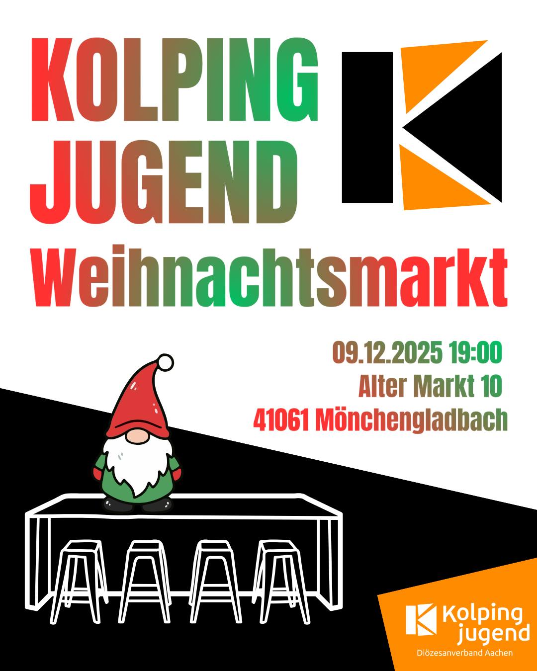 Der Kolpingjugend Stammtisch in Weihnachtsmarkt-Edition! Wir treffen uns am 9.12.25 um 19 Uhr am Kolpinghaus Mönchengladbach.
#kolpingjugendaachen #kolpingjugend #zusammenlebenstärken