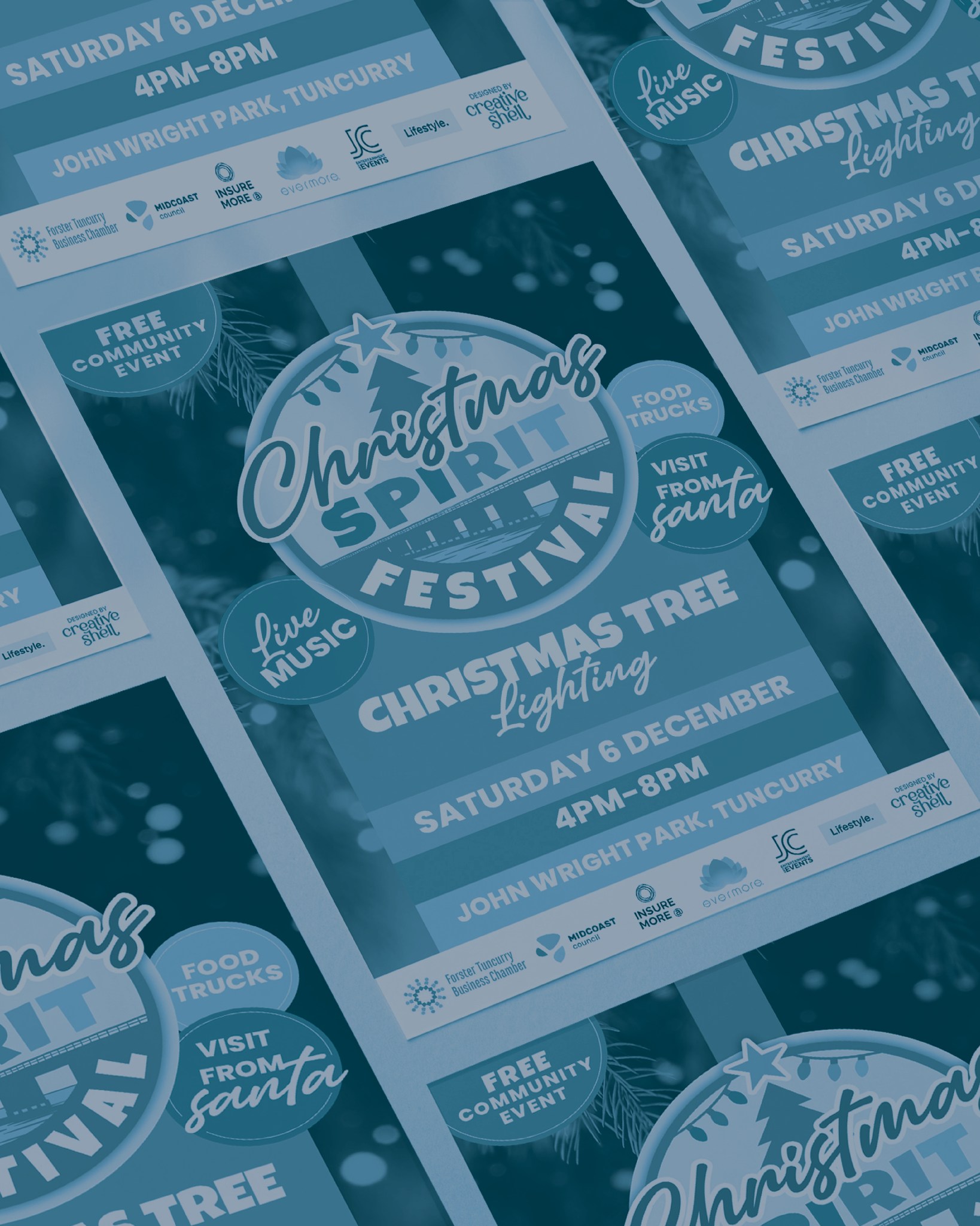 I’m excited to share that I designed all the creative for this year’s Christmas Spirit Festival
AND… It’s happening THIS Saturday!
📍 John Wright Park, Tuncurry
📅 Saturday 6 December
⏰ 4pm – 8pm
🎟️ Free community event
Come along for the official lighting of the Christmas tree, enjoy live music, grab dinner from the food trucks, and don’t miss a special visit from Santa! 🎅✨
Hope to see you there! ✨
.
#ChristmasSpiritFestival #ForsterTuncurry #MyallLakes #JohnWrightPark #CommunityEvent #ChristmasEvent #FestiveSeason #SupportLocal #CreativeShell #GraphicDesign #LocalDesigner #FamilyFriendly #ChristmasInTuncurry #MidCoastNSW