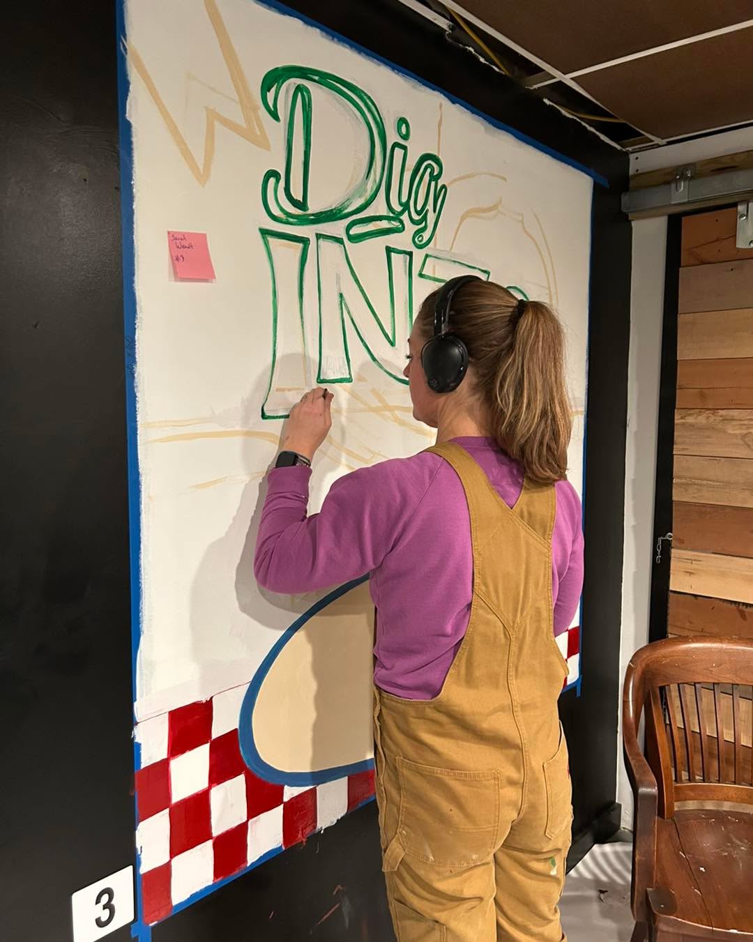 Mural Contest winner Sarah Wendt in her zone at Milton Community Center… what is she making? Stay tuned to see her process and the completed mural!