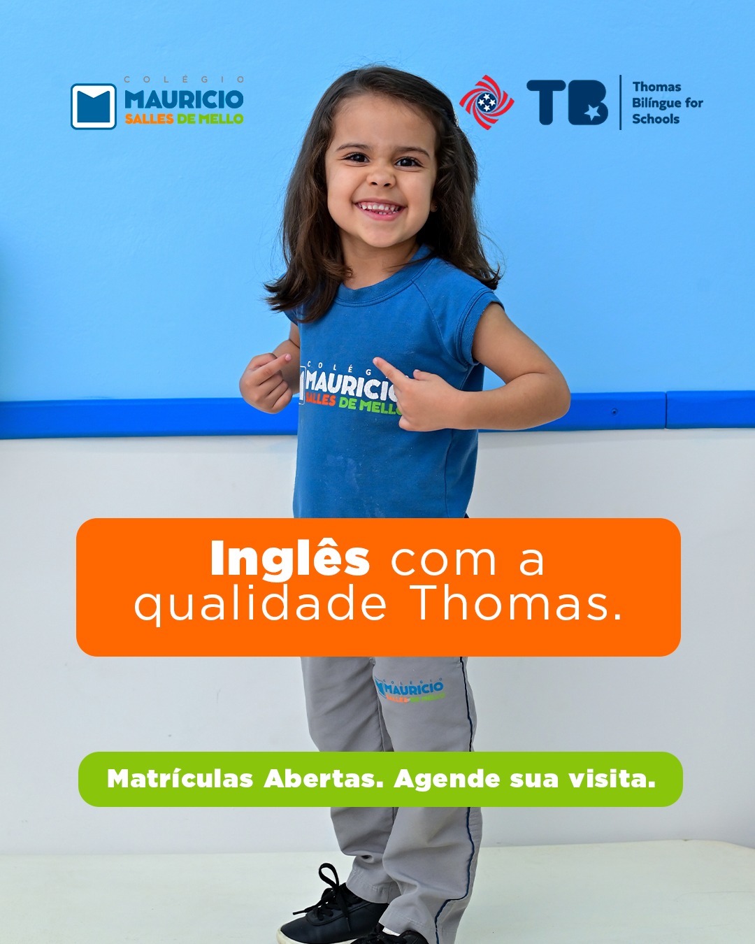 🌍✨ Inglês que transforma o aprendizado em descoberta!
Com o programa Thomas Bilíngue for Schools, nossos alunos vivenciam o inglês de forma natural, divertida e significativa — integrando o idioma ao seu cotidiano escolar com a qualidade de quem é referência no ensino.
No Maurício Salles de Mello, aprender inglês é abrir portas, desenvolver novas habilidades e construir uma base sólida para o futuro. 💙📚
🔔 Matrículas abertas!
Agende sua visita e venha conhecer de perto como nosso programa bilíngue faz a diferença no desenvolvimento das crianças.
Mais que uma escola. Uma tradição que forma gerações.
🌐 www.colegiomauriciosalles.com.br
📞 (61) 3340-5545
📍SHCGN 708, Bloco C – Brasília/DF
#ColégioMaurícioSallesDeMello #ThomasBilíngueForSchools #ProgramaBilíngue #InglêsParaCrianças #EducaçãoComPropósito #MatrículasAbertas #BrasíliaDF #FamíliaMauriciana #TradiçãoEInovação