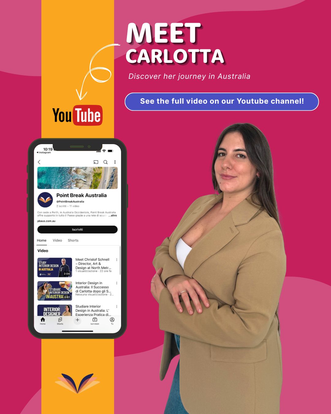Meet Carlotta and follow her path in Australia: from student life to a solid professional career.
🎥 Watch more on our YouTube channel – Point Break Australia! https://www.youtube.com/channel/UCXy30mVtt6AIFLg5ldOu5HQ