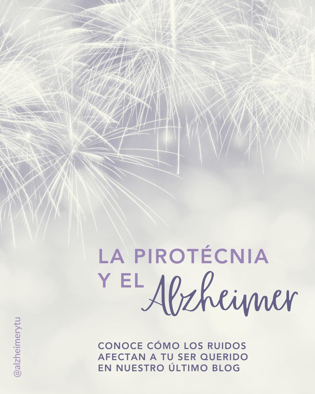 Los fuegos artificiales no solo asustan a los animales o niños pequeños... las personas con Alzheimer también son afectadas con su estruendo y luces, generando desorientación y angustia.
En esta temporada y siempre, seamos empáticos. 💜 Lee nuestro último blog sobre la pirotecnia y el Alzheimer en el link del bio.
#AlzheimerYTú #AlzheimerNoEsOlvido