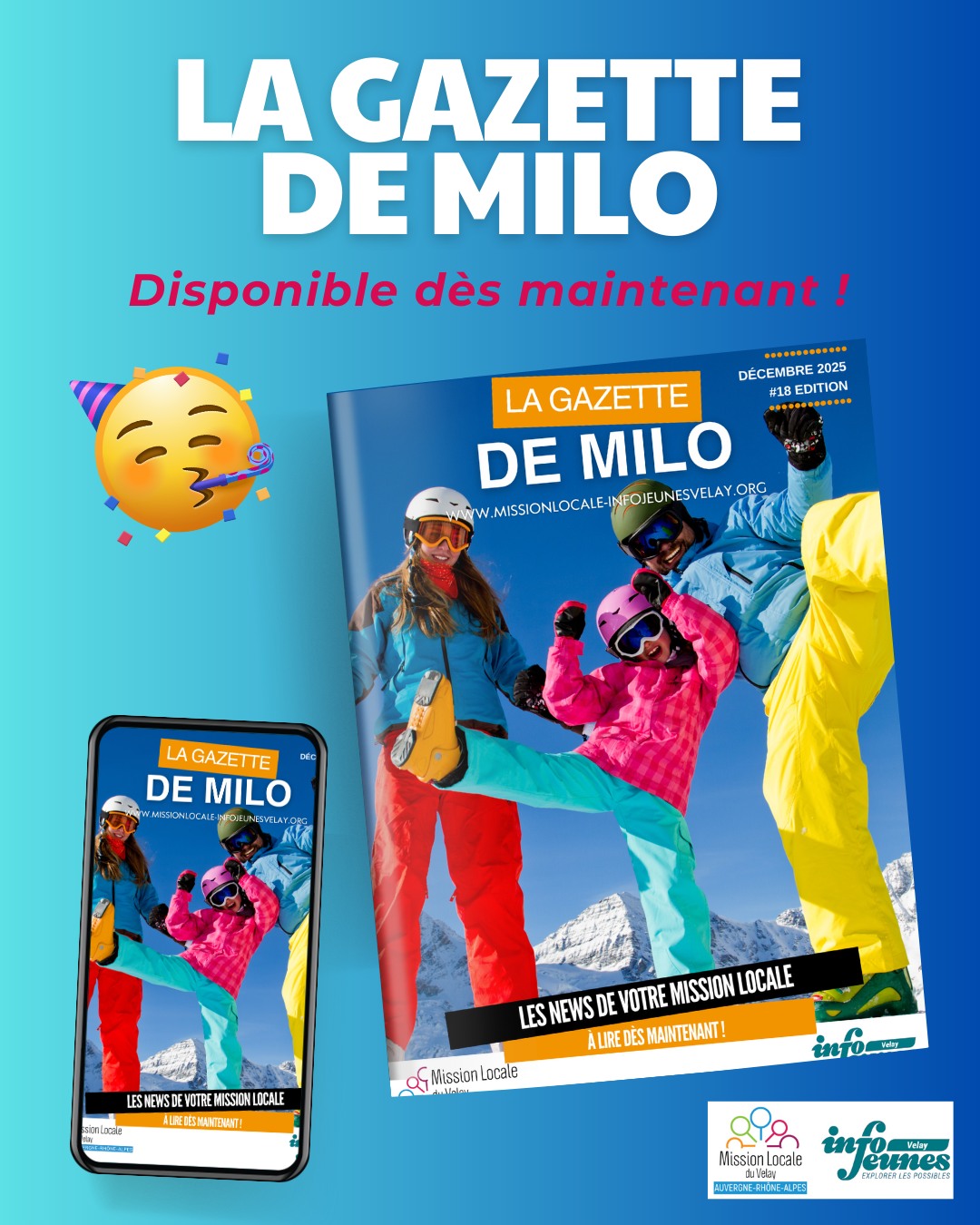 📣 La Gazette de MILO – version décembre est là !
Découvrez tout ce qui se passe à la Mission Locale du Velay :
✨ Ateliers du moment
✨ Projets en cours
✨ Coulisses & infos utiles
un aperçu de ce qu’on prépare pour le mois prochain 👀🔥
👉 À lire ici : https://www.calameo.com/read/00736274093d700f9a0f2
#MissionLocale #GazetteMILO #Jeunes #Velay #InfoJeunesse @mlj_aura @Infos Jeunes du Velay