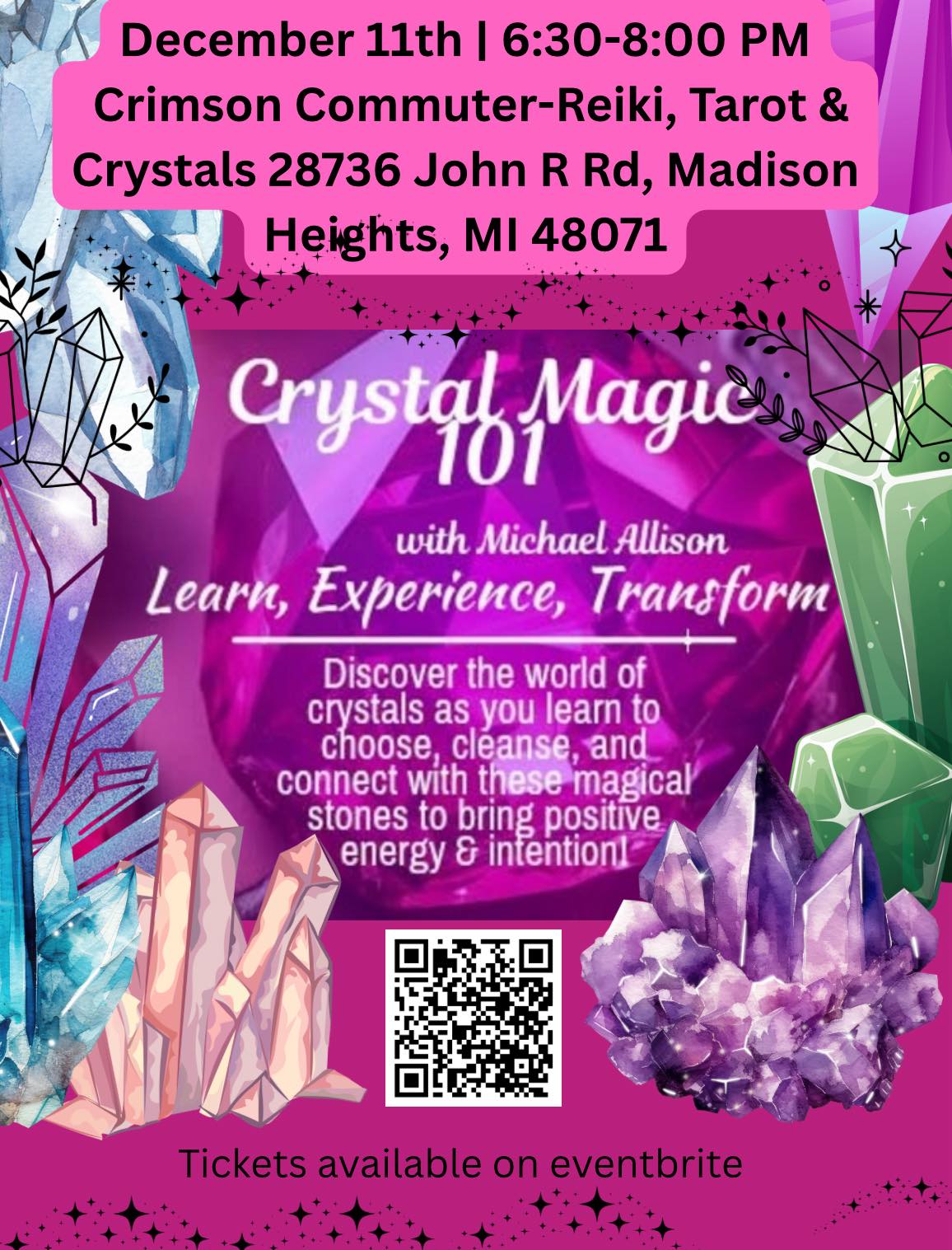 Are you ready to unlock the full potential of the crystals you treasure? This transformative class will enlighten you on the extraordinary properties of the crystals you use daily! Discover where to place crystals for maximum impact, how to cleanse them and keep them radiating their energy at its best, and so much more in this engaging and informative class. Discounts available for all who attend on crystals in the Crimson Commuter store!✨✨✨✨✨✨Michael Allison Prismatic Flower Essences @prismaticfloweressences