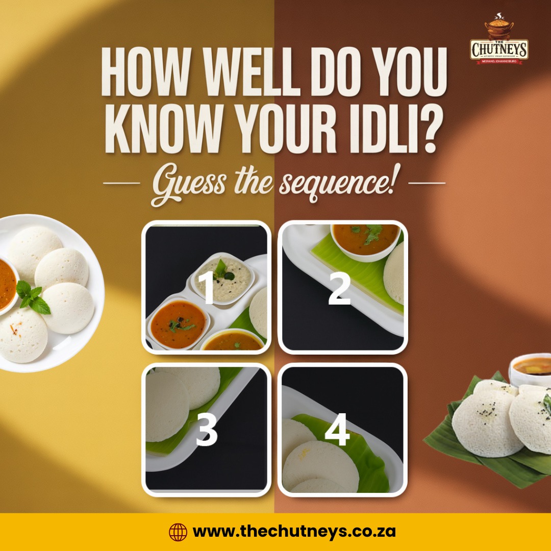Think you’re the ultimate idli lover?
Put your South Indian food skills to the test!
Guess the correct Idli Sequence from the images below.
Comment your answer and tag a foodie friend who’ll get it wrong!
Follow us on social media for more info👇
Insta - @thechutneysrestaurant https://www.instagram.com/thechutneysrestaurant?igsh=ZXo0bzg2ZHlwcWlh&utm_source=qr
Fb - https://www.facebook.com/thechutneys
Web - https://www.thechutneys.co.za
#TheChutneys #AuthenticIndianCuisine #TasteOfIndia #FoodLoversParadise #IndianFoodie #FoodiesOfJohannesburg #MidrandEats #Idli