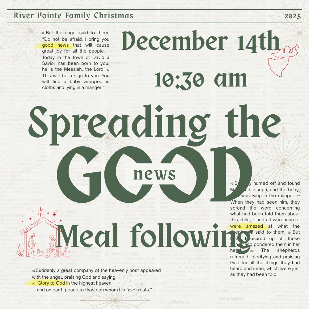 Join us Sunday for our Family Christmas Service and Meal. We can't wait to share life together and what better way to start than with Christmas!