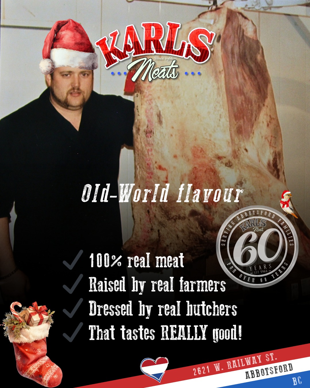 🥩 Karl’s Meats
Here you’ll find:
✔️ 100% real meat
✔️ From real farmers
✔️ Made by real butchers
✔️ That tastes REALLY good
Nothing fake to see here — just Old-World flavour, Dutch tradition, and honest food.
If that’s what you’re after, welcome home. 😎
📍 2621 W. Railway St, Abbotsford
📞 (604) 859-9011
Smakelijk eten! 😋
— The Karl’s Meats Team 💪