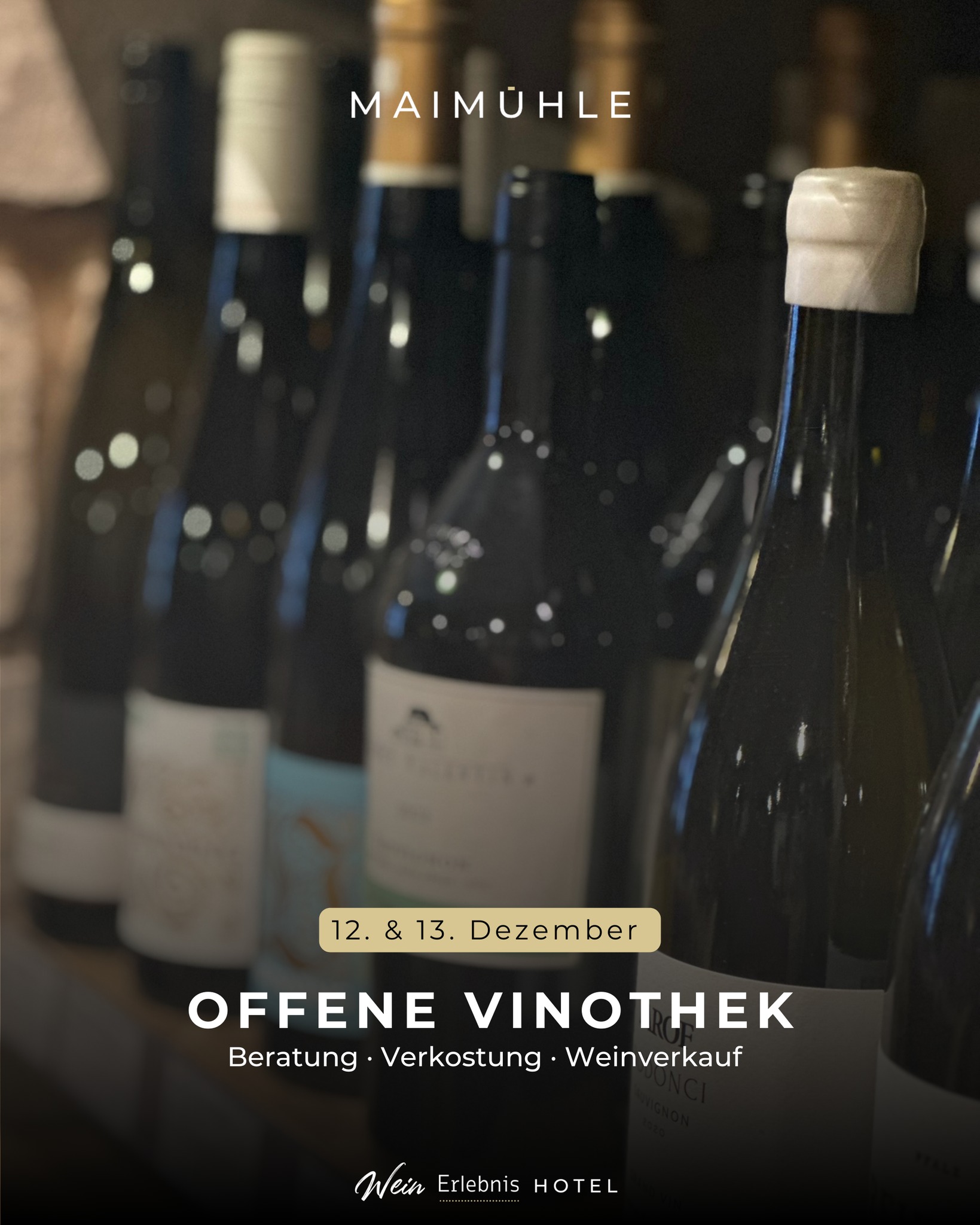 Du suchst einen Wein für Weihnachten oder ein persönliches Geschenk? Am 12. & 13. Dezember kannst du zahlreiche Weine probieren und dich beraten lassen.