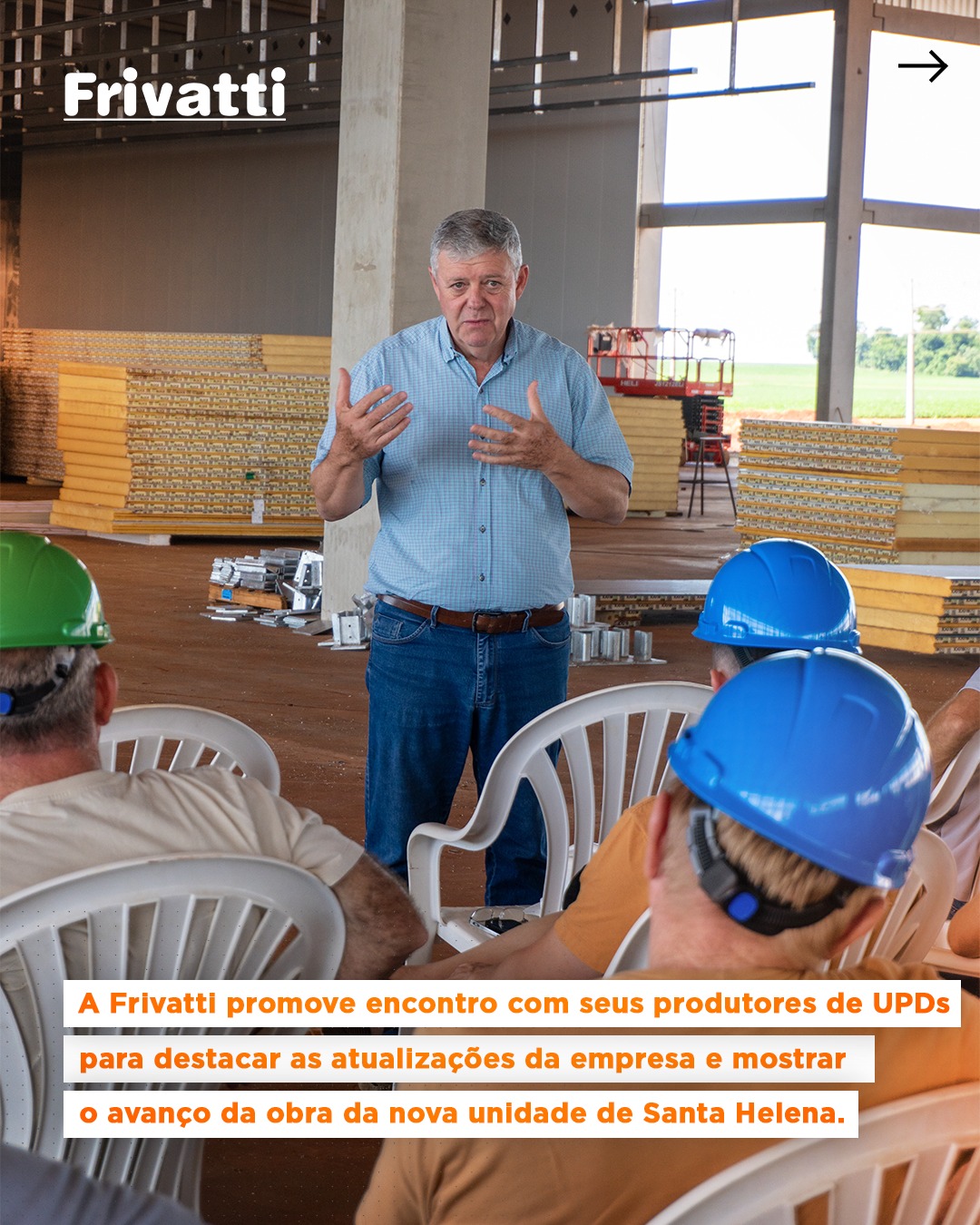 Em novembro, os produtores de UPDs da Frivatti foram convidados para um encontro especial com a diretoria, um momento pensado para aproximar ainda mais quem faz parte da nossa cadeia produtiva 🤝✨
Durante a conversa, foram apresentadas as novidades da empresa e os avanços planejados para os próximos meses, fortalecendo o diálogo e reforçando o compromisso com transparência e crescimento conjunto.
O encontro também contou com uma visita guiada à obra da nova unidade frigorífica da Frivatti Industrial em Santa Helena, uma oportunidade para acompanhar de perto cada etapa dessa construção que marca um novo capítulo na nossa história.
#Frivatti #ProdutoresUPD #SantaHelena #FrivattiIndustrial #VisitaNaObra #Agro #Produção #ParceriasQueCrescem #Transparência #Desenvolvimento