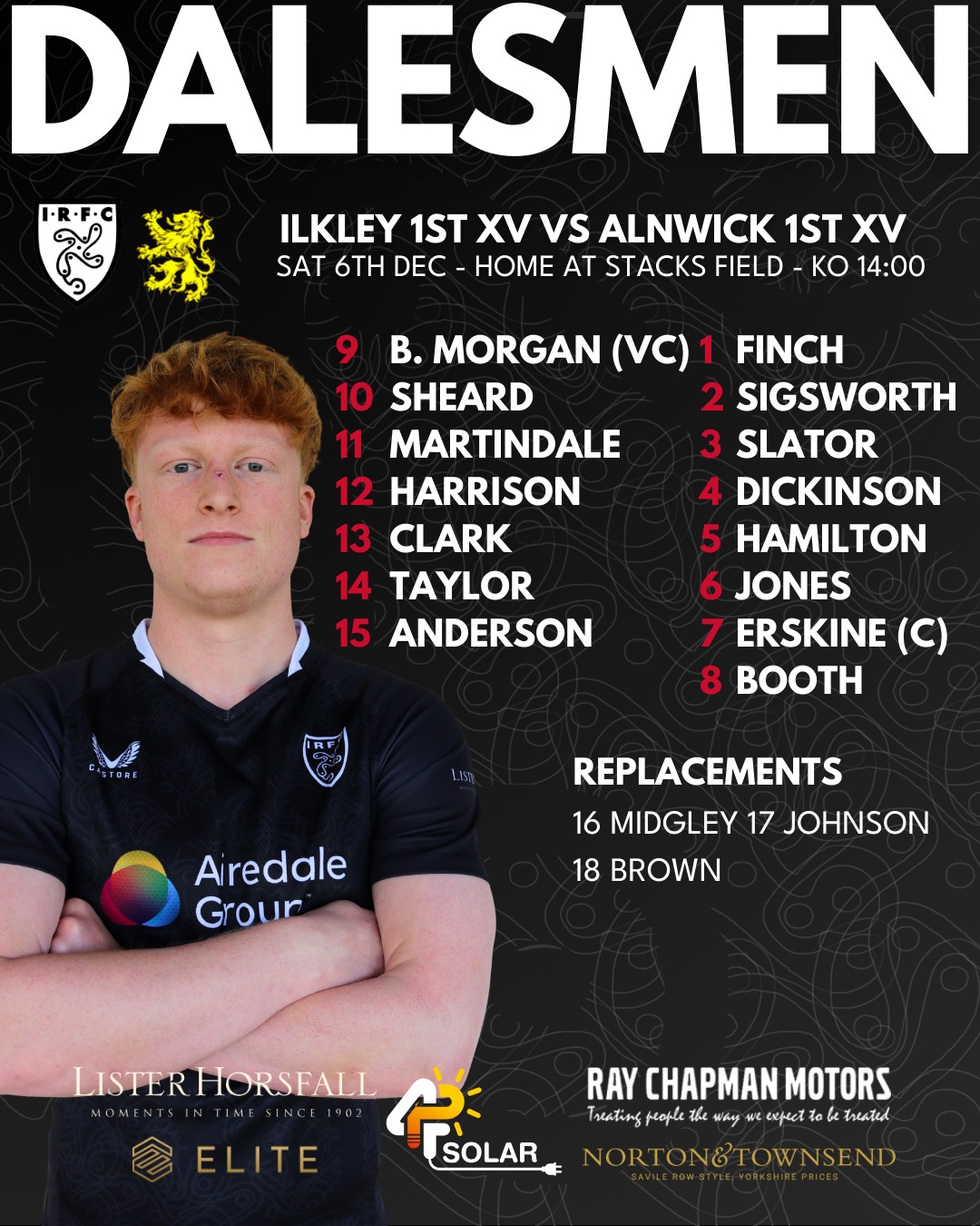 Ilkley host Alnwick for a double header for our 1st XV and 2nd XV - both matches kicking off at 14:00.
Unfortunately the 3rd XV match against Burley is off.
If you can't make it to Stacks Field, tune in to @drystone_radio online at drystoneradio.com or on 102-103.5fm for live commentary of the 1st XV match.
Good luck lads!
Saturday 6th December
Ilkley 1st XV vs Alnwick 1st XV - Home at Ilkley - League - KO 14:00
Ilkley 2nd XV vs Alnwick 2nd XV - Home at Ilkley - Friendly - KO 14:00
#uptheilk #irfc #ilkley #100percentilk #rugby #COYD #ilkleyrugbyclub #ilkleyrugby