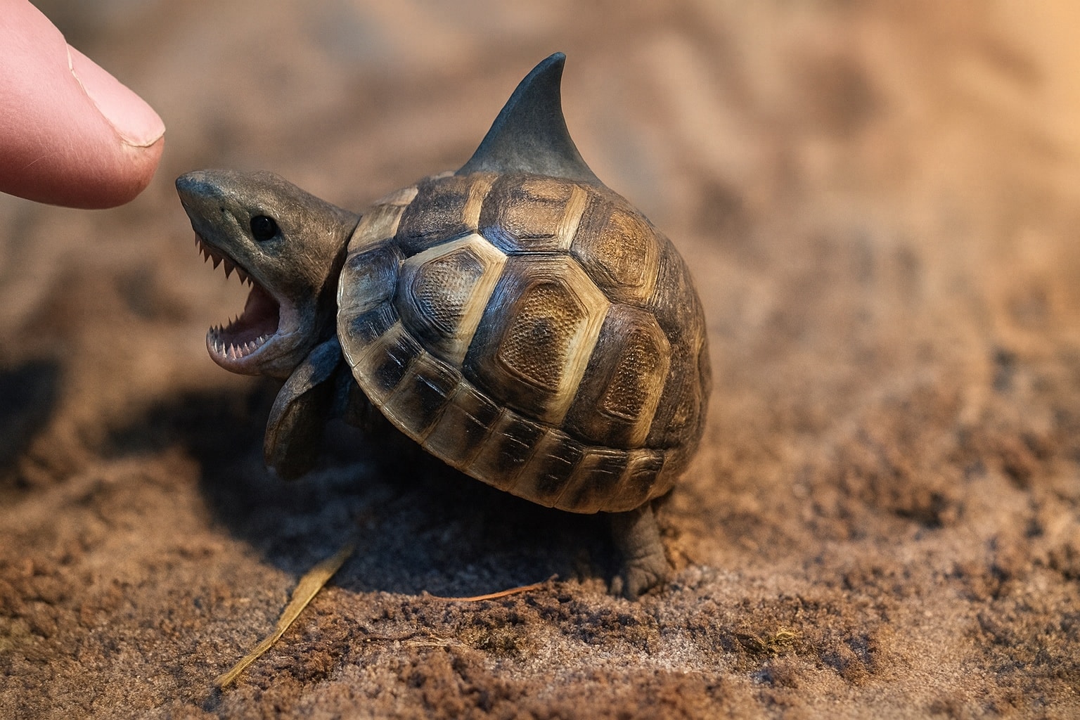 Our not-so-small Hermann's tortoise is undergoing a transformation 🤣 🦈x🐢. #shark #tortoise #sharktortoise #sharktortoisehybrid #justforfun