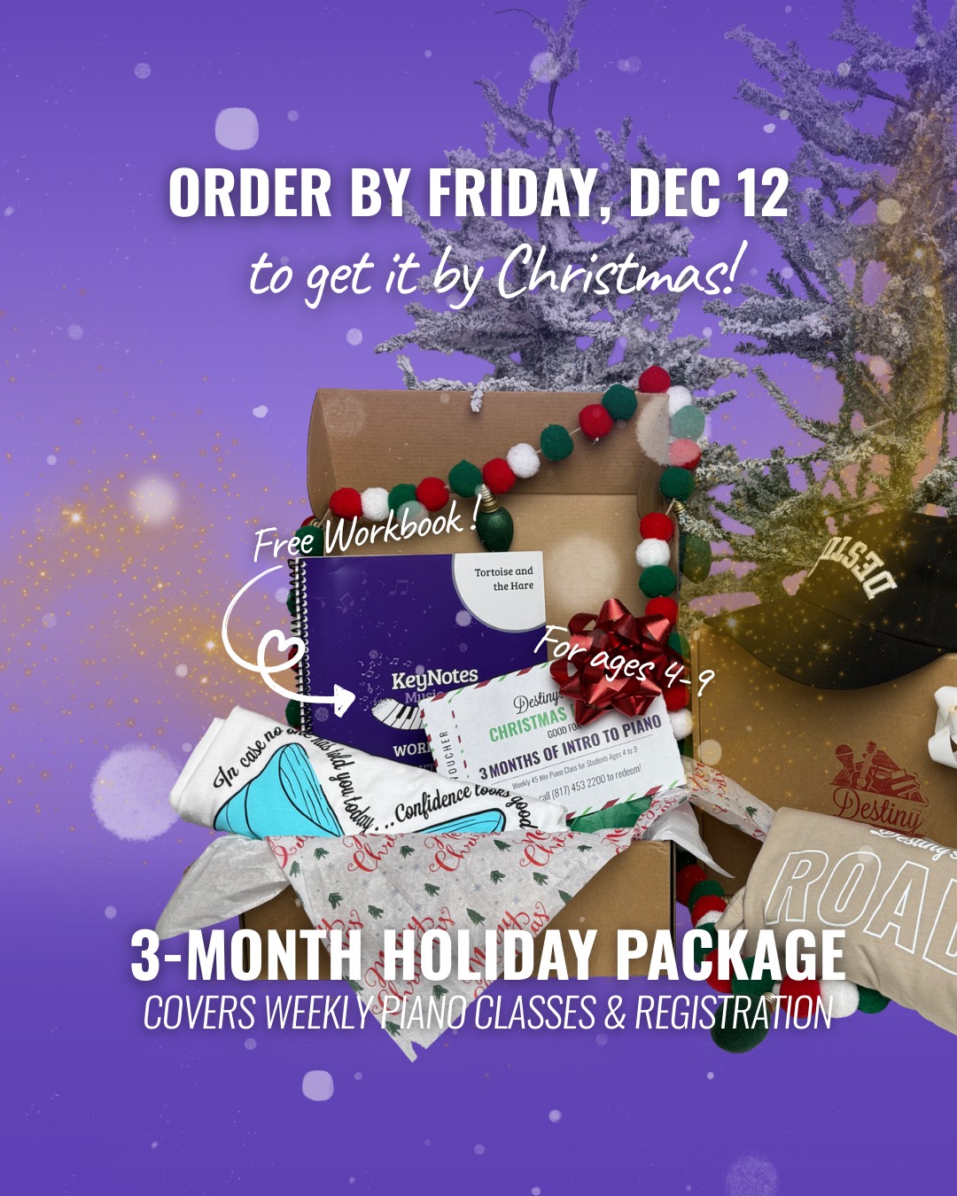 Ready to kickstart your kidās musical era? Our Intro to Piano Package is the perfect first step. Itās beginner-friendly, confidence-boosting, and packed with storytelling, rhythm games, and hands-on playing that actually makes learning fun.
Hereās what comes in the bundle:
⢠3 months of Intro to Piano classes
⢠Registration fee covered
⢠Lesson books included
⢠Weekly 45-minute group classes that keep kids engaged and excited
If you want a gift that grows with them all year, this is the one. šš
Grab your package by Friday to guarantee pickup by Christmas!
#AledoMoms #WeatherfordMoms #benbrookmoms #MusicLessonsTexas #FortWorthKids #WeatherfordTX #hudsonoaks