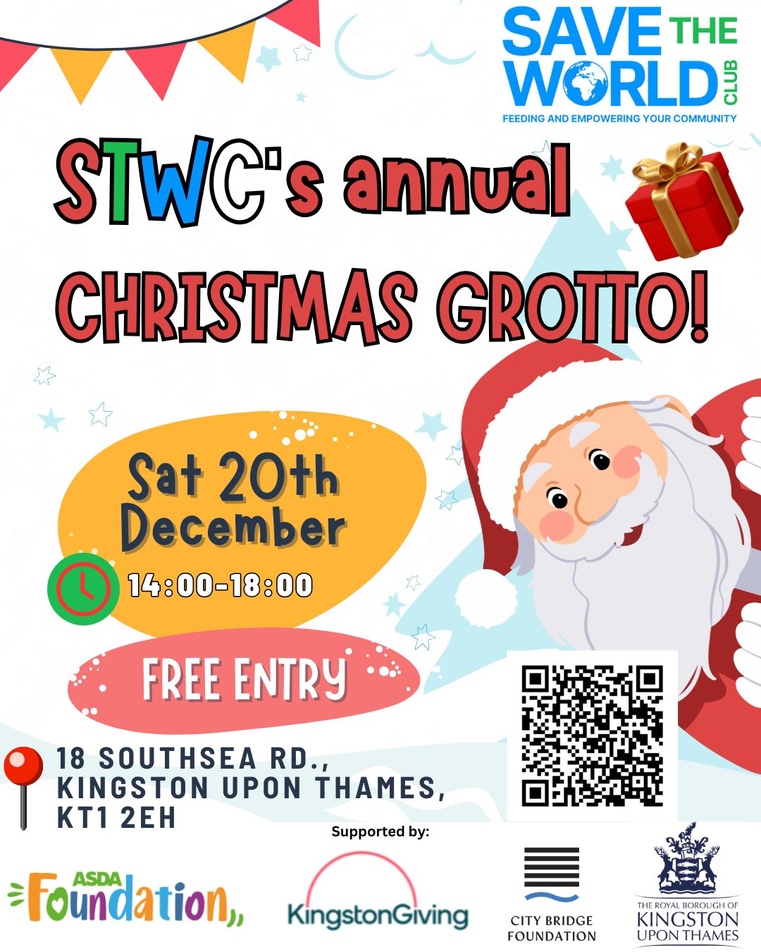 Just under 2 weeks to go! Our annual Santa's grotto 🎅 will be returning this year on Sat 20th Dec🎄. A great chance to meet Santa before the big day and get your Christmas wishes in✨. For those primary school age and below, Santa may even have a gift 🎁👀.
Join us at our amazing charity emporium filled with amazing items that would make fantastic presents.
📍18 Southsea Rd, Kingston upon Thames, KT1 2EH
⏰14:00 -18:00 Saturday 20th Dec
If you'd like a reminder, or just to let us know you're coming you can RSVP here: https://www.savetheworldclub.org/event-details-registration/stwc-christmas-grotto
If booking's not your speed, we'd still love to have you!
#Winter #Winter2025 #Christmas #Christmas2025 #Gifts #Yule #Yuletide #YuleTide2025 #charityevent #charityshop #community #charity #environmental #environment #kingstonuponthames #kingston #surbiton #tolworth #newmalden #chessington #ConnectedKingston