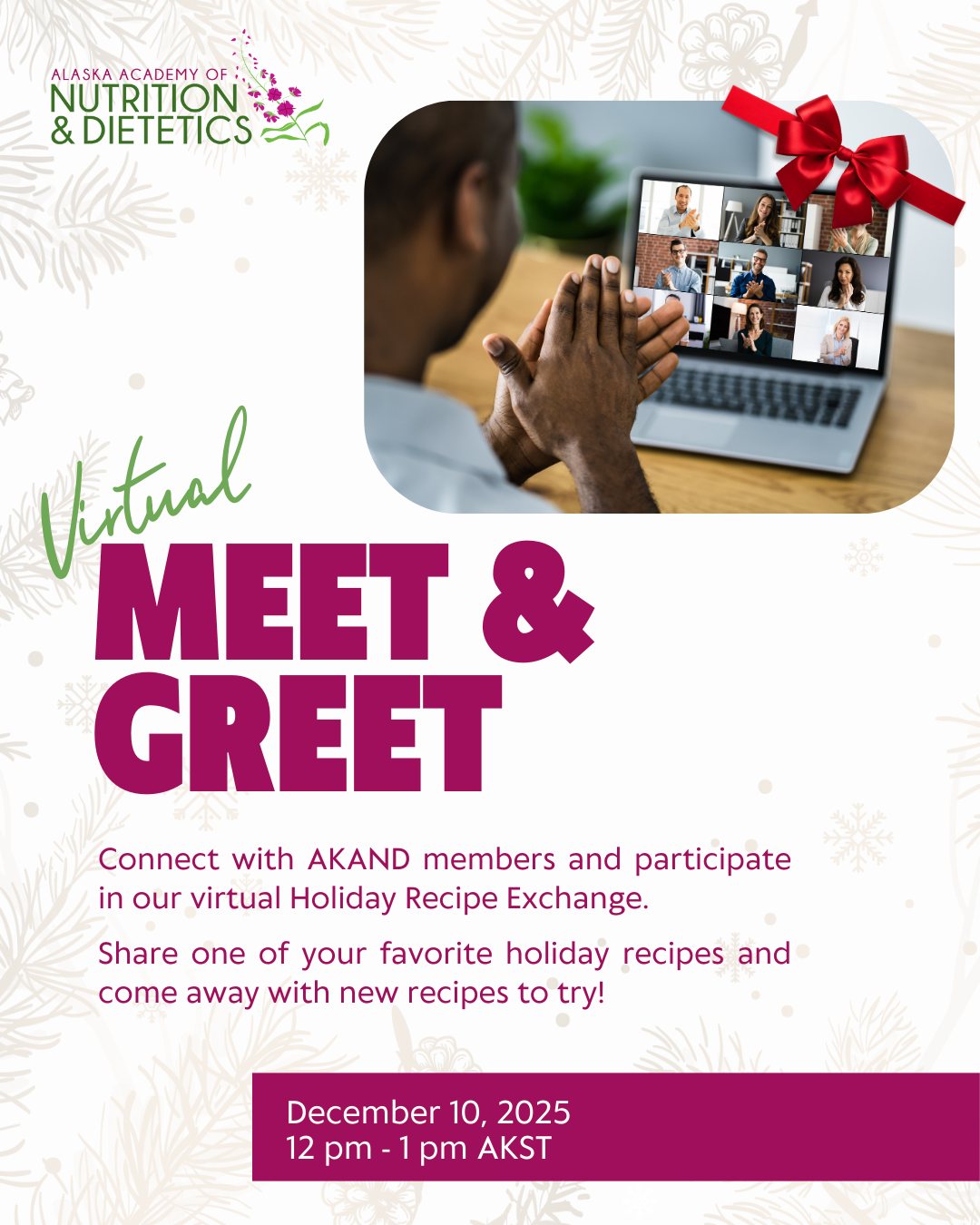 Connect with AKAND members and participate in our virtual Holiday Recipe Exchange. Share one of your favorite holiday recipes and come away with new recipes to try!
Register today at the link in bio.