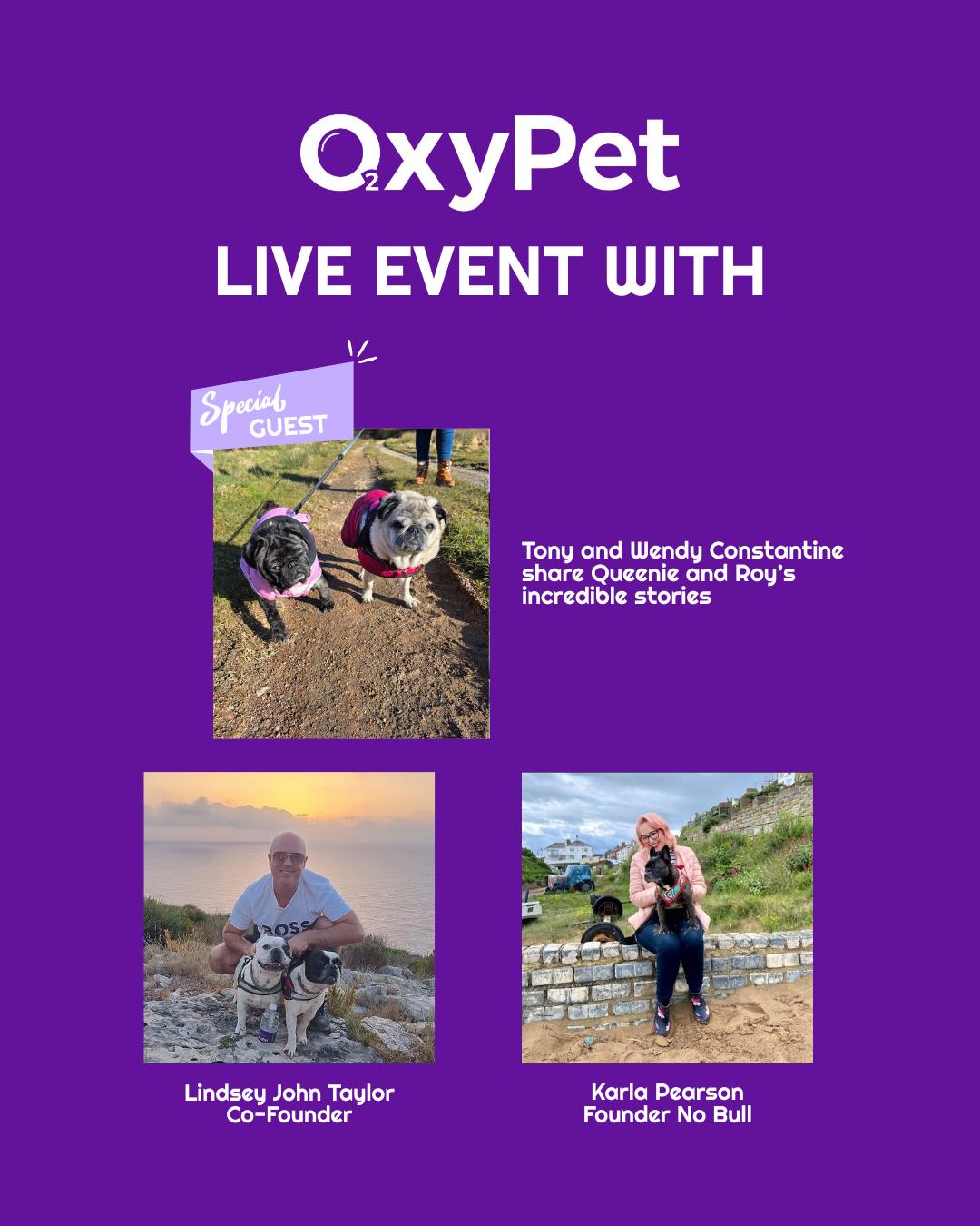 Join us on Wednesday 10th December at 7.30pm as Tony & Wendy share the remarkable stories of their pugs and how OxyPet helped support their wellbeing.
Roy, who lived with Pug Myelopathy and used wheels to get around
Queenie, rescued from a kill shelter in China and given a second chance
Real dogs. Real stories. Real community.
👉 Already in the OxyPet Group? Join the live event here:
https://fb.me/e/6MTzjdulR
👉 Not a member yet? Join our private group to attend:
https://www.facebook.com/groups/oxypetoxygenwater/
We’d love to have you with us. 🐾