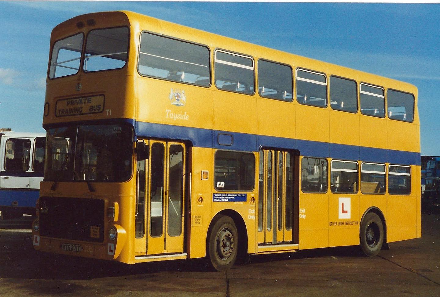 🚌💛 Today’s featured photo shows a yellow Tayside Regional Council dedicated double decker training bus, Fleet Number T1 (WTS271T).
Originally new in 1979 as standard service bus 271, this Volvo Ailsa with Alexander bodywork was transferred to the training fleet in 1983, where it helped prepare countless new drivers for the roads of Dundee.
Captured nearside at East Dock Street depot, it’s a great example of how older vehicles were repurposed to support the next generation of transport staff, extending their working life in a vital behind-the-scenes role.
The museum is closed until February, but we’ll continue sharing unseen highlights from our collection throughout the winter.