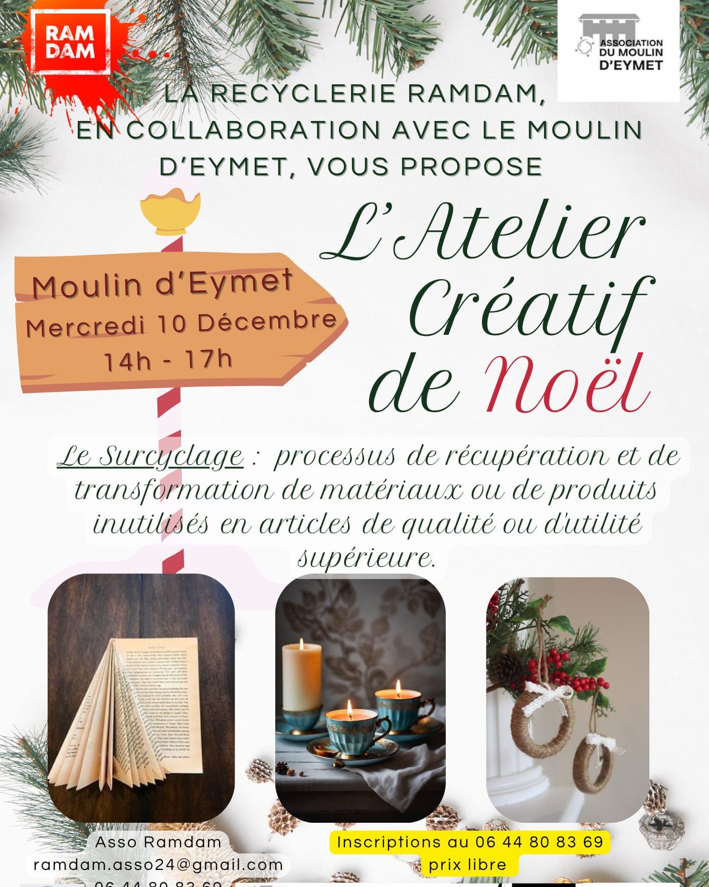 Nous vous proposons un atelier crĂ©atif spĂ©cial NoĂ«l đ
đœđđen collaboration avec @@asso.ramdam
Que ce soit pour offrir ou dĂ©corer sa maison pour les fĂȘtes, venez fabriquer Ă base d'objets de seconde main des dĂ©corations uniques !!đ
đïžAlors rdv le mercredi 10 dĂ©cembre Ă partir de 14h !
Toutes fournitures comprises
Réservation au 06 44 80 83 69
Prix libre