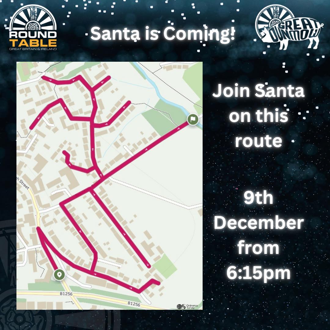 ๐
SANTAโS COMING!! ๐
Tonight (9th December) from 6:15pm
Weโre coming to Tenterfields, Braintree Road, Chelmer Drive, The Dell, Crayfields, Venmore Drive, Station Road, The Avenue, Oakroyd Avenue!
Remember as well as charity cash donations we are also collecting food for Uttlesford Foodbank and NEW toys for The Braintree Salvation Army.
Spread the word by commenting below ๐๐ผ and track Santa at www.dunmowsanta.co.uk