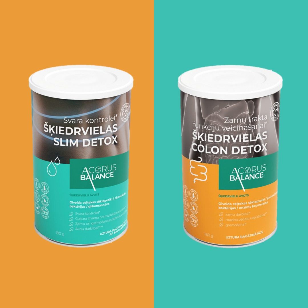 Mūsdienu ikdiena - steiga, stress, neregulāras ēdienreizes un maz kustību - spēcīgi ietekmē zarnu traktu. Un, kā zināms, vēders nav tikai vēders. Tas ir kā organisma centrālais mezgls, kurā sākas un tiek regulētas daudzas būtiskas funkcijas:
• cukura līmeņa stabilitāte
• ādas stāvoklis
• garastāvoklis un apetīte
Jo harmoniskāk darbojas mūsu zarnu labvēlīgās baktērijas, jo stabilāk jūtas viss organisms.
Un tieši šeit sākas saruna par šķiedrvielām - galveno barību zarnu mikrobiem.
🟠 SLIM DETOX šķiedrvielas + pienskābās baktērijas 🟠
Dabisks šķiedrvielu un augu maisījums, kas var palīdzēt:
✨ Atbalstīt svara kontroli
✨ Veicināt gremošanas sistēmas darbību
✨ Uzturēt normālu cukura līmeni asinīs
✨ Sekmēt aknu darbību
💧 Sastāvā - tikai augu izcelsmes komponenti: olveida ceļtekas sēklapvalki, glikomannāns, cigoriņu sakne, bromelaīns, linsēklas un citi augi, kas palīdz justies vieglāk ikdienā.
Lieto 1 tējkaroti 200 ml ūdens vai cita šķidruma, piemēram sulas vai smūtija, 1–2 reizes dienā pirms ēšanas.
🔵 COLON DETOX šķiedrvielas + pienskābās baktērijas 🔵
Ikdienas palīgs gremošanas sistēmas atbalstam un viegluma sajūtai. Var palīdzēt:
✨ Uzturēt zarnu trakta un gremošanas sistēmas darbību
✨ Mazināt vēdera pūšanos un liekās gāzes
✨ Atbalstīt aknu veselību
💧 Sastāvā - augu valsts šķiedrvielas un augi: olveida ceļtekas sēklapvalki, sējas kaņepju sēklu izspiedas, linu sēklas, cigoriņu sakne, ķimeņu augļi un citi dabīgi komponenti labsajūtas atbalstam.
Lieto 1 tējkaroti 200 ml ūdens vai cita šķidruma, piemēram sulas vai smūtija, 1–2 reizes dienā pirms ēšanas.
👉 Vairāk šķiedrvielu un ikdienas atbalsta produkti - mūsu mājaslapā un veikalā Akropole Rīga (Latgales iela 257, C ieeja).