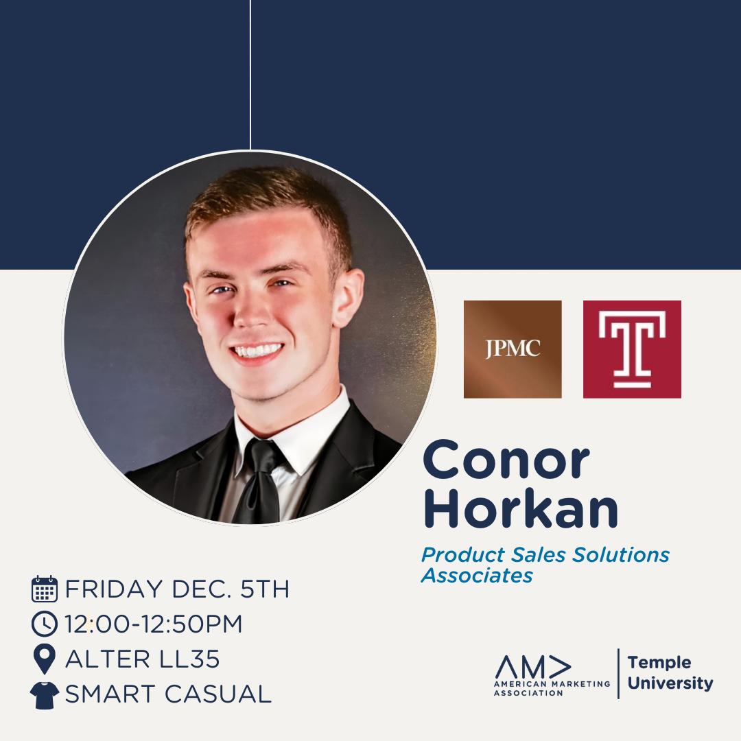 Join us as we welcome Conor Horkan TODAY in Alter LL35! 🎤
Conor Horkan is a sales solutions professional driving healthcare payment innovation at JPMorgan Chase. Come out to hear him share his insights and professional experiences🍒
We look forward to seeing you there!