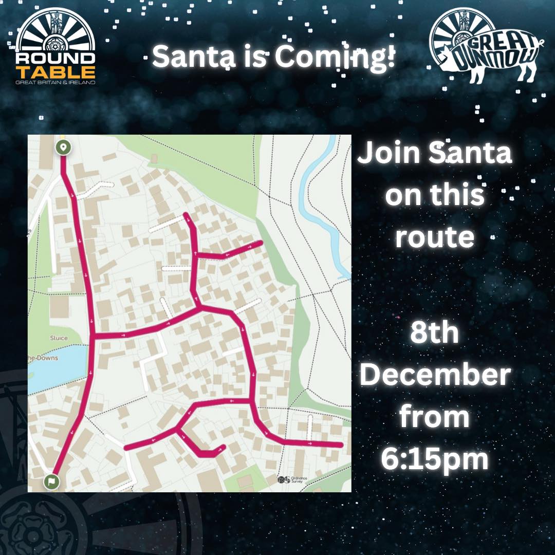 ๐
SANTAโS COMING!! ๐
Tonight (8th December) from 6:15pm
Weโre coming to North Street and The Maltings!
Remember as well as charity cash donations we are also collecting food for Uttlesford Foodbank and NEW toys for The Braintree Salvation Army
Spread the word by commenting below ๐๐ผ and track Santa at www.dunmowsanta.co.uk