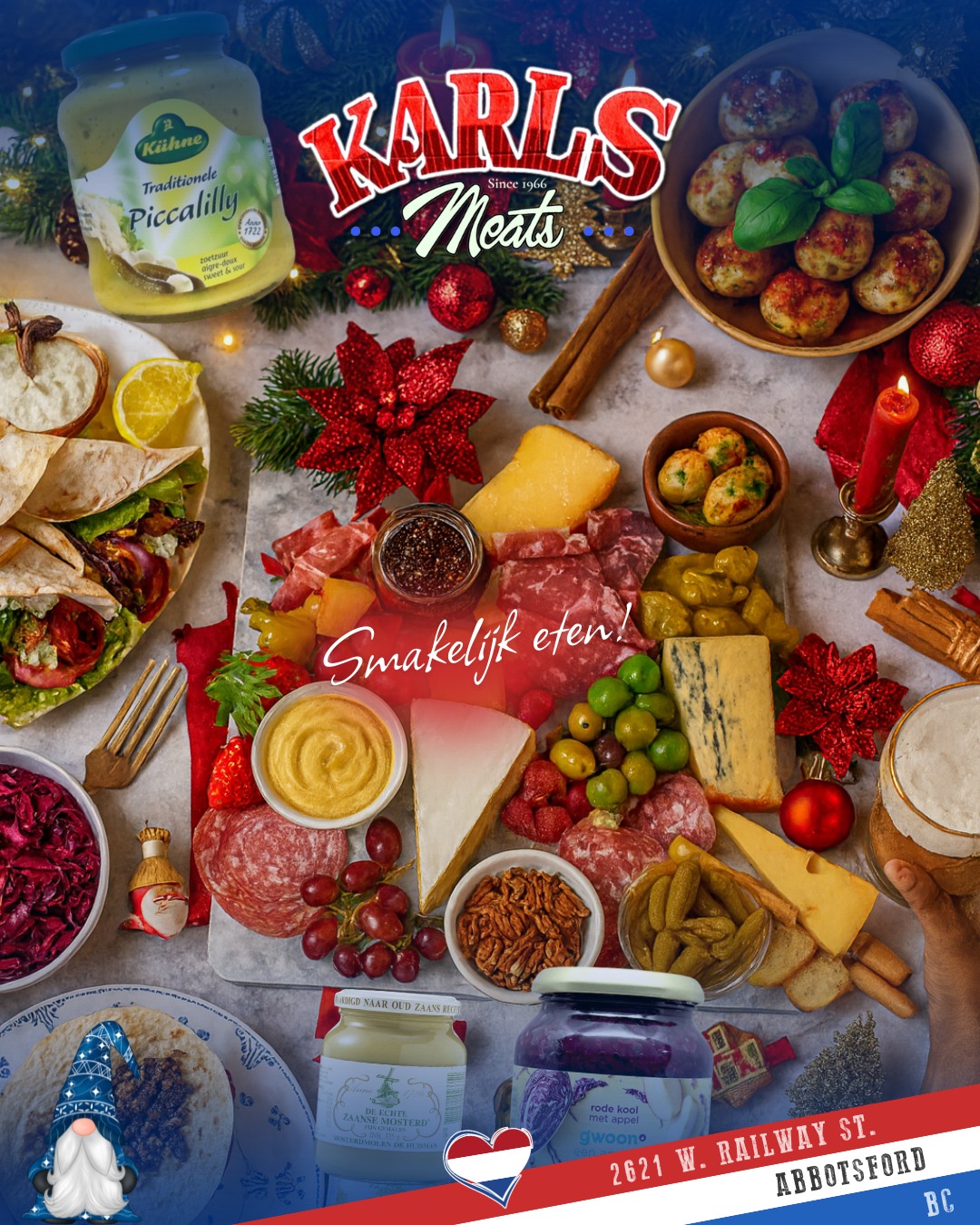 🎄✨ **Happy Friday, December 12th!** ✨🎄
The weekend is here and Christmas is right around the corner! Whether you’re hosting, gifting, or just stocking up for cozy nights at home, Karl’s Meats is ready with all your holiday favourites — from quality deli meats and cheeses to Dutch treats that bring a little tradition to the table. 🥩🧀🇳🇱
Pop in this weekend, take a stroll through the shop, and let us help make your Christmas season delicious and stress-free. 🎁❄️
Smakelijk eten!
— The Karl’s Meats Team
Visit us:
📍 2621 W. Railway St, Abbotsford, BC
📞 (604) 859-9011
#KarlsMeats #HappyFriday #HolidaySeason #DutchHeritage #SupportLocal #AbbotsfordEats #ChristmasPrep #ShopLocalBC 🎄🥩