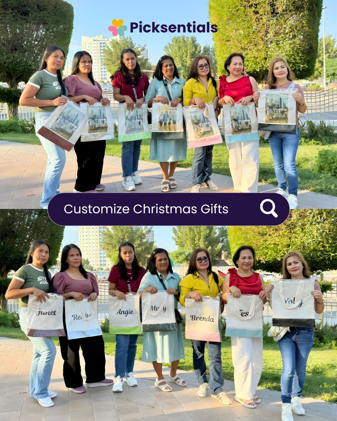 Nothing says “thoughtful” like a gift made just for you! 🎁
So happy to see these personalized tote bags being shared for Christmas exchange gifts.
Thank you for trusting Picksentials! ❤️✨
#Picksentials #ChristmasGifts #PersonalizedGifts #CustomizedToteBags #GiftExchange #HolidayGifts #ThoughtfulGifts #CustomMade #Christmas2024 #PersonalizedItems #GiftIdeas #ToteBags #HolidaySeason #MeaningfulGifts #CustomGifts #Dubai #UAE