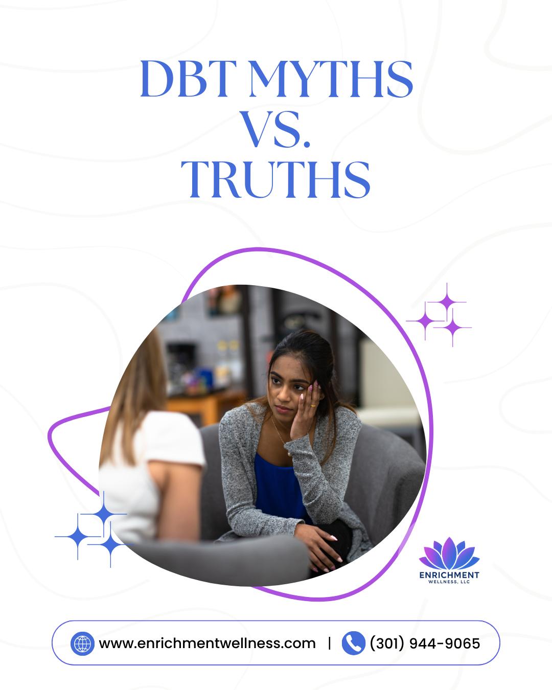 DBT is gentle, supportive, and designed for real people with real emotions.
Don’t let myths stop you from healing.
Break free from myths — learn the truth at Enrichment Wellness.
www.enrichmentwellness.com
#DBTTruths #TherapyEducation #MentalHealthFacts #HealthyMindset #enrichmentwellness