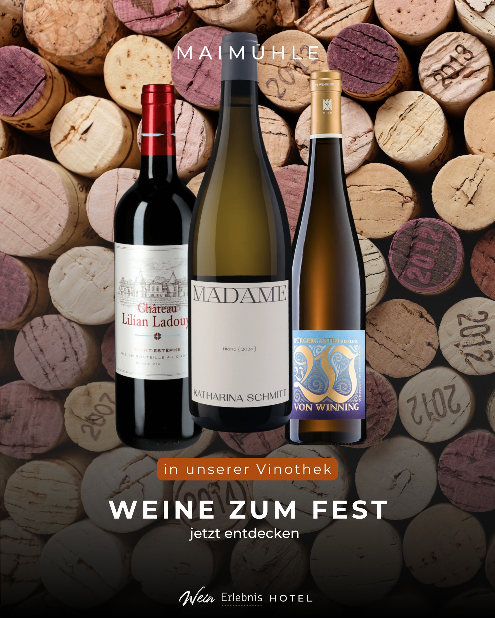 Welcher Wein passt zu Gans, Wild oder Fisch? Komm vorbei – wir finden gemeinsam die ideale Begleitung für dein Festessen.
Am 12. & 13. Dezember beraten wir dich gerne bei deiner Suche nach dem perfekten Festtagswein!