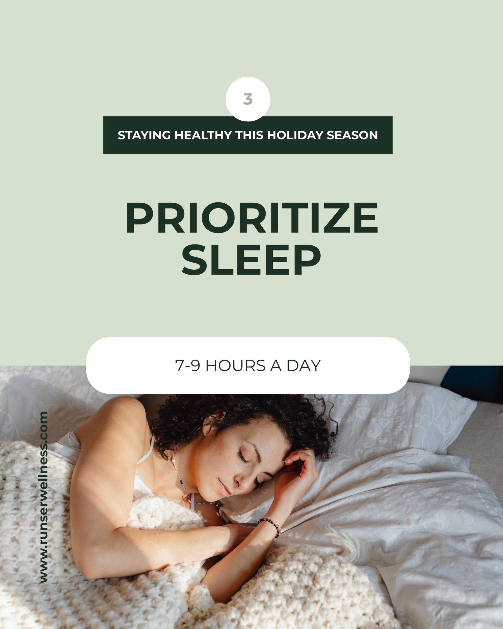 As we continue our series on tips to stay healthy this holiday season, let's highlight the importance of sleep!
Getting 7-9 hours of quality sleep each night is essential for our well-being.
Here are some key benefits:
1. Enhanced Mood: Better sleep helps manage stress and keeps you positive.
2. Improved Focus: A rested mind boosts concentration and memory.
3. Physical Health: Sleep aids recovery, regulates hormones, and supports a healthy weight.
4. Stronger Immune System: Quality rest enhances your immune response.
Prioritize your sleep by creating a relaxing bedtime routine and avoiding screens before bed.
Let’s make rest a priority this month! Follow along for more tips!