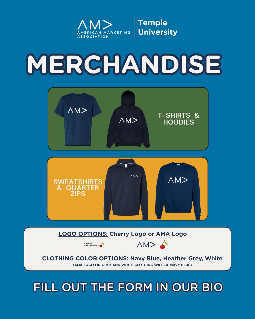 TU-AMA Merch is HERE 👀🔥
Fill out the interest form in our bio to secure your pieces!
Fill out the form by Monday 12/8 and your order will be ready for pickup when we’re back from winter break.
Swipe to check out all styles, colors, & logo options ✨