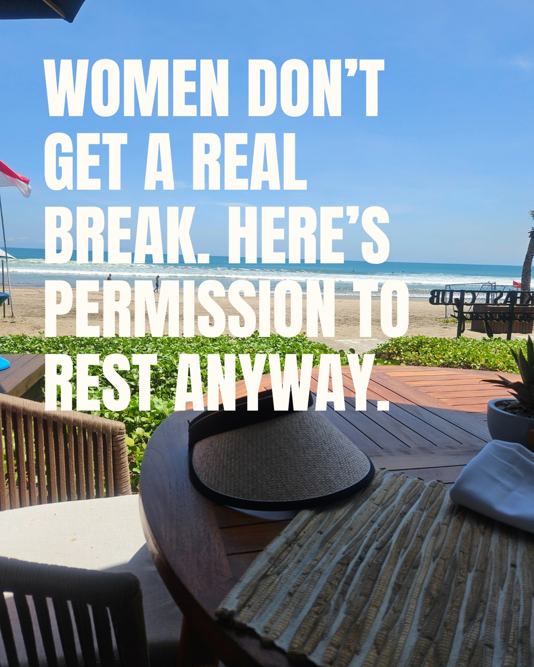 Most women don’t walk into the holidays and suddenly relax.
They walk into planning, organising, hosting, buying, remembering, coordinating, and much much more.
It’s a “holiday” in name only.
So, women don’t really get a real break but here is permission to rest anyway.
Rest because you’re human.
Rest because you’re carrying more than anyone realises.
Rest because nothing falls apart when you stop for a moment.