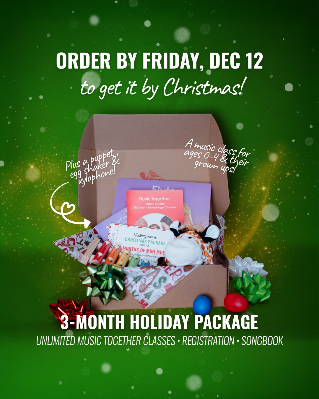 Inside the Music Together Christmas Package! āØ
If youāre looking for a gift that actually gets used (and brings all the cozy family vibes), this one is it. š¶š
Your box includes:
⢠3 months of unlimited Music Together classes for littles ages 0-4 and their grownups ā mornings and evenings!
⢠Registration + songbook + the app so you can bring the music home
⢠A puppet, egg shaker, and xylophone for instant jam sessions
This is the sweetest way to spark music at home and make memories that seriously last.
š Purchase your package by this Friday to guarantee it by Christmas!
Reply āinfoā and Iāll send you everything you need.
#WeatherfordTX #AledoMoms #MomLifeDFW #MusicLessonsTexas #benbrookmoms #WeatherfordMoms #MusicInstructor #FortWorthKids