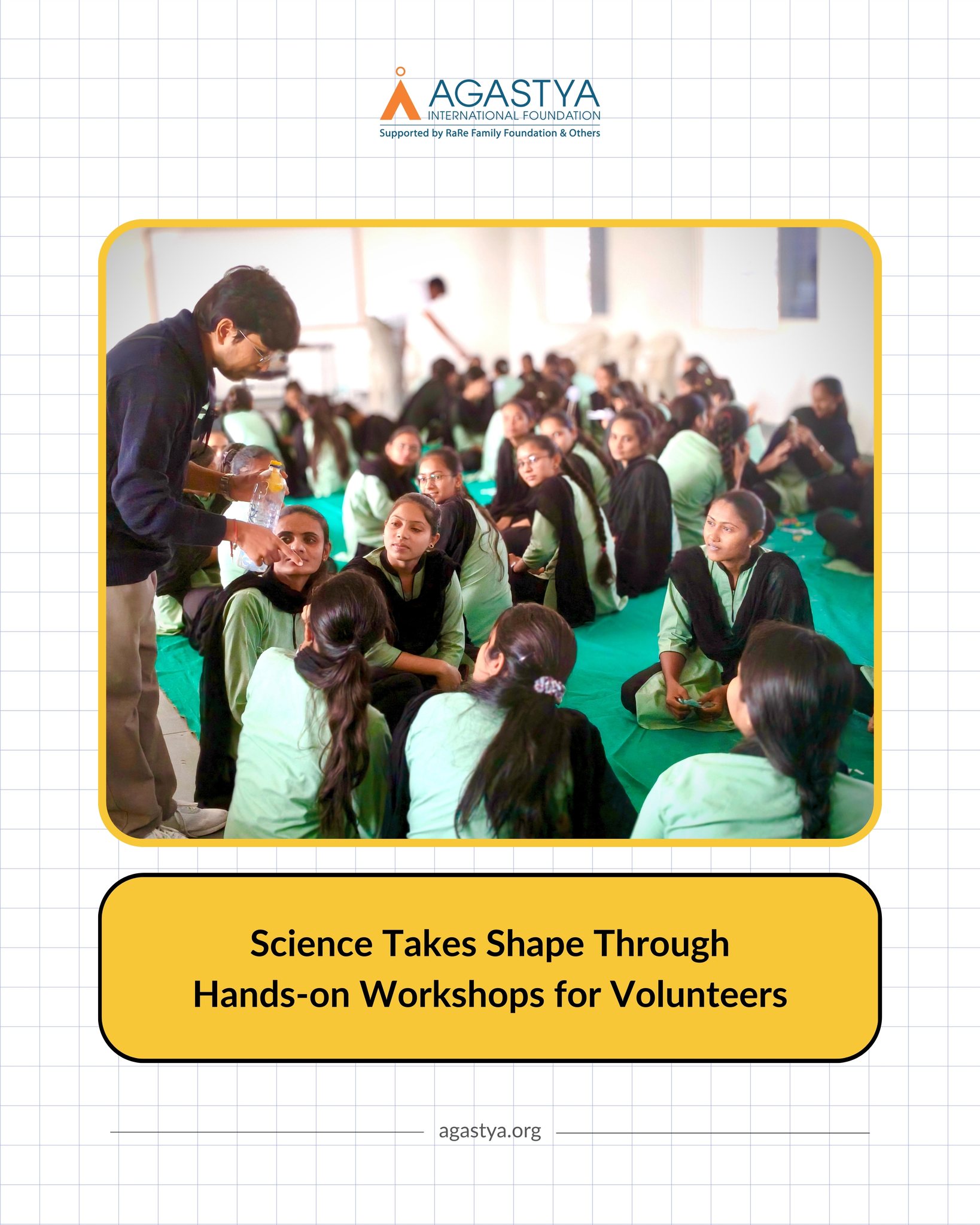 Two hands-on learning workshops by the Agastya Volunteer Program brought together 230 volunteers from Dalal Education College, Ahmedabad, and Shri Neelkanth B. Ed College, Deesa.
Across both campuses, volunteers explored plastic waste management, air pressure, and other science concepts through low-cost, self-made models. From springboard registration to model presentations, every session was filled with curiosity, teamwork, and learning by doing. Faculty members joined in, encouraging the volunteers and appreciating their creativity and effort.
A shared space where ideas turned into models and learning came alive through action.