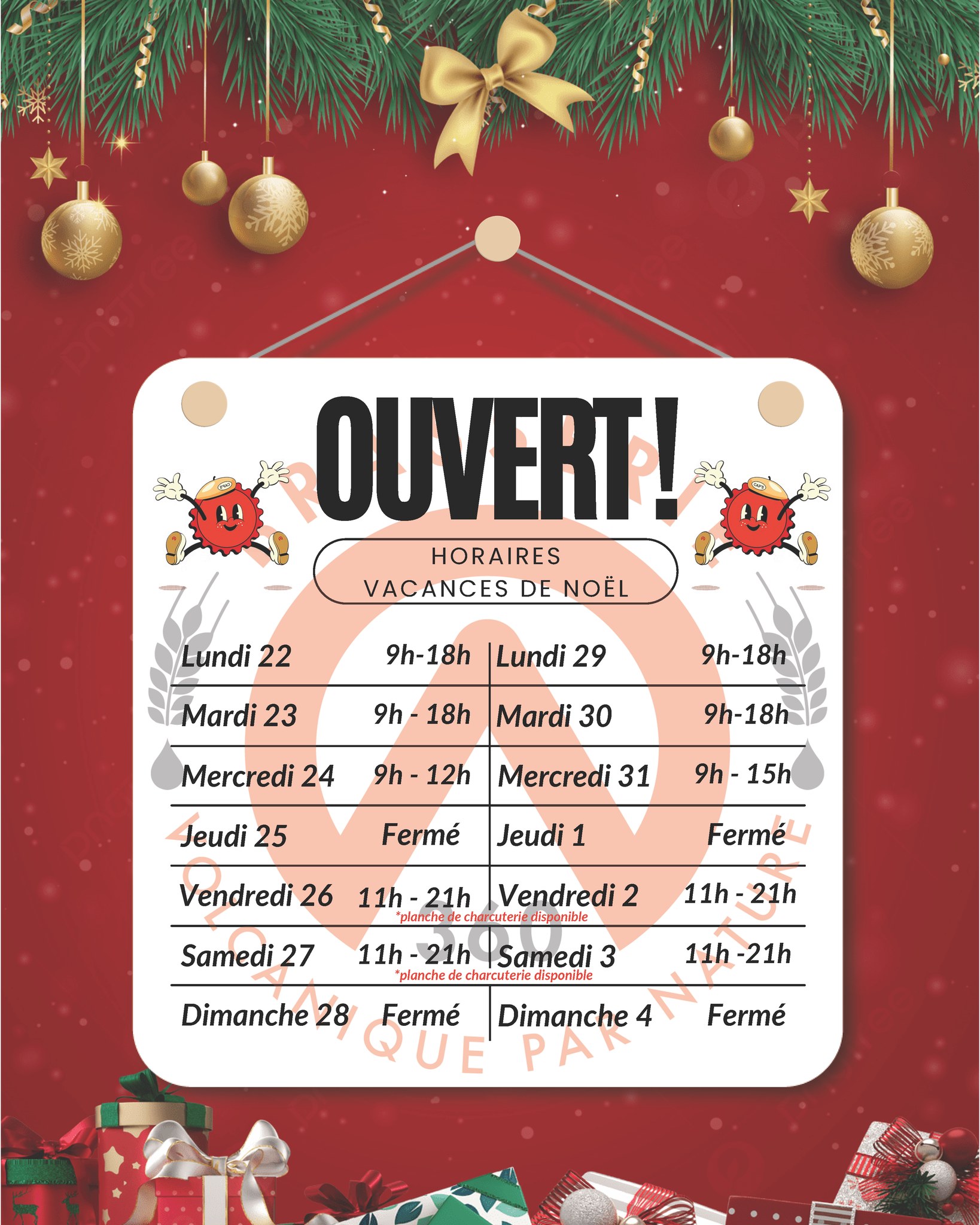 Hello! merci de prendre connaissance des nos horaires d'ouverture durant les vacances de Noël. A très vite!😀🍻
#craftbeer #brasserie360 #instabeer #bierebio #brewery #Auvergne #volcatea #BièreArtisanale #auvergnerhonesalpes #limonadeartisanale #volcapic #volcacola #beerporn #beertime #biereartisanale #beer #VolcaTea #BièreAuvergnate #taproom #Cantal #CraftBeer #biere #ColaBio