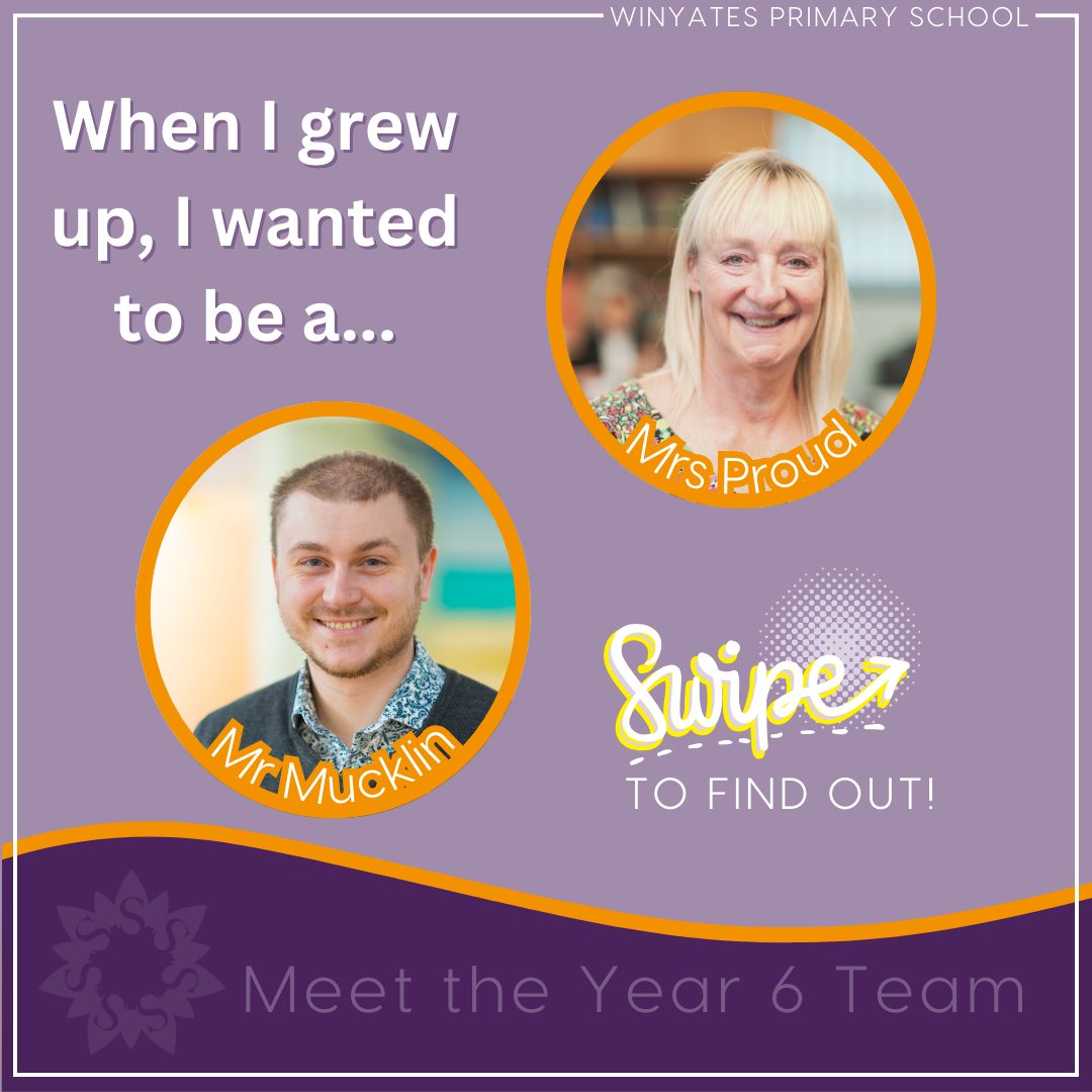Meet our Year 6 team, dedicated to preparing our children for their next steps on their learning journey!
Their childhood dreams were very different from the path they eventually took — and they couldn’t have predicted that teaching would become their passion! But that’s the beauty of ambition: it sparks curiosity, drives achievement, and inspires people to make a difference — and that journey led them here. We’re so glad it did.
At Winyates Primary School, we nurture boundless ambition in our children to ensure they’re ready to flourish no matter which path they take. ✨
What did you want to be when you were 11?