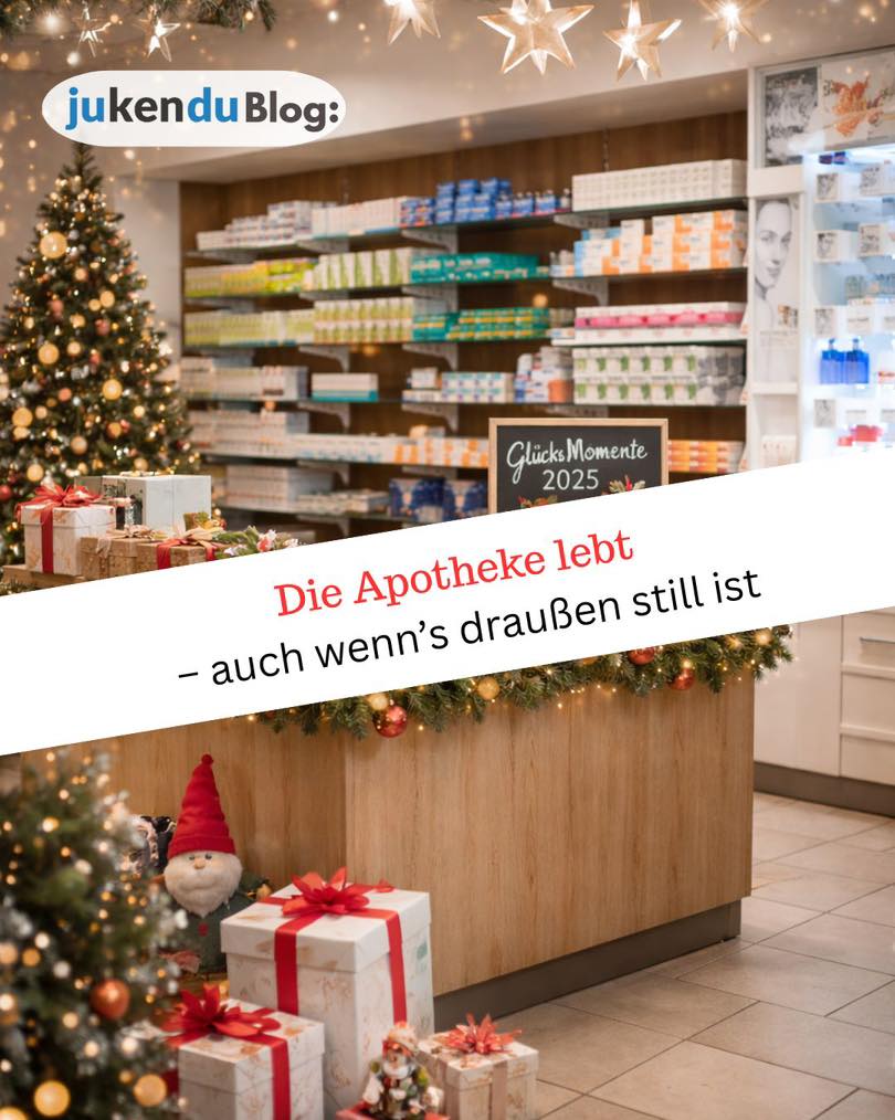 Zwischen Weihnachten und Neujahr passiert… oft nichts.
Doch genau jetzt kannst Du als Apotheke sichtbar sein, Nähe zeigen und Dein Team stärken.
Im neuen Blogartikel teile ich Ideen, wie Du diese besondere Zeit sinnvoll nutzt – für Kundenbindung, Teamgeist und einen klaren Start ins neue Jahr.
Wie gestaltest Du die Tage zwischen den Jahren?
👉 Den ganzen Beitrag findest Du über den Link in der Bio
#blog #jukendu #coachingtips