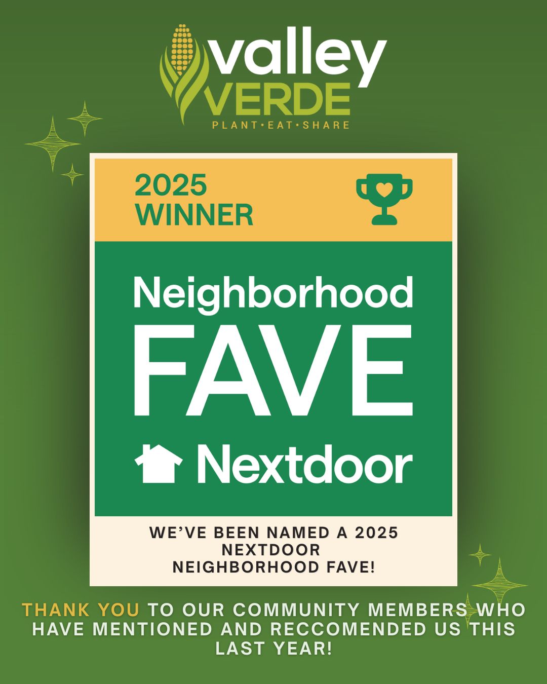 Huge thanks to our incredible community! 🙏 We're thrilled to announce we've been named a 2025 Nextdoor Neighborhood Fave!
We couldn't have done it without your support. Thank you for the votes and for sharing your positive experiences.
Keep an eye out for our upcoming programs and events, and we hope to see you there!
#NextdoorFave #NeighborhoodLove #CommunitySupport #SanJose