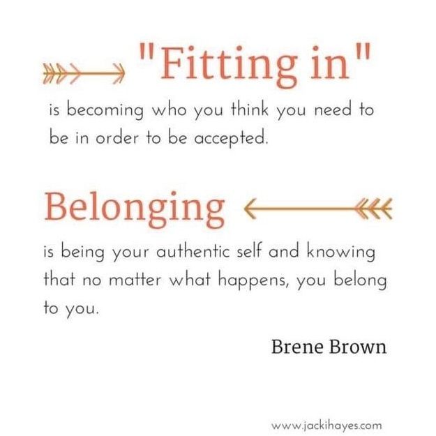 "Fitting in" vs "Belonging" - Growing up, I longed to fit in, I never did. Now, I belong & it feels amazing. ❤️⚡️😊 #brenebrown #therapyworks #mentalhealthawareness