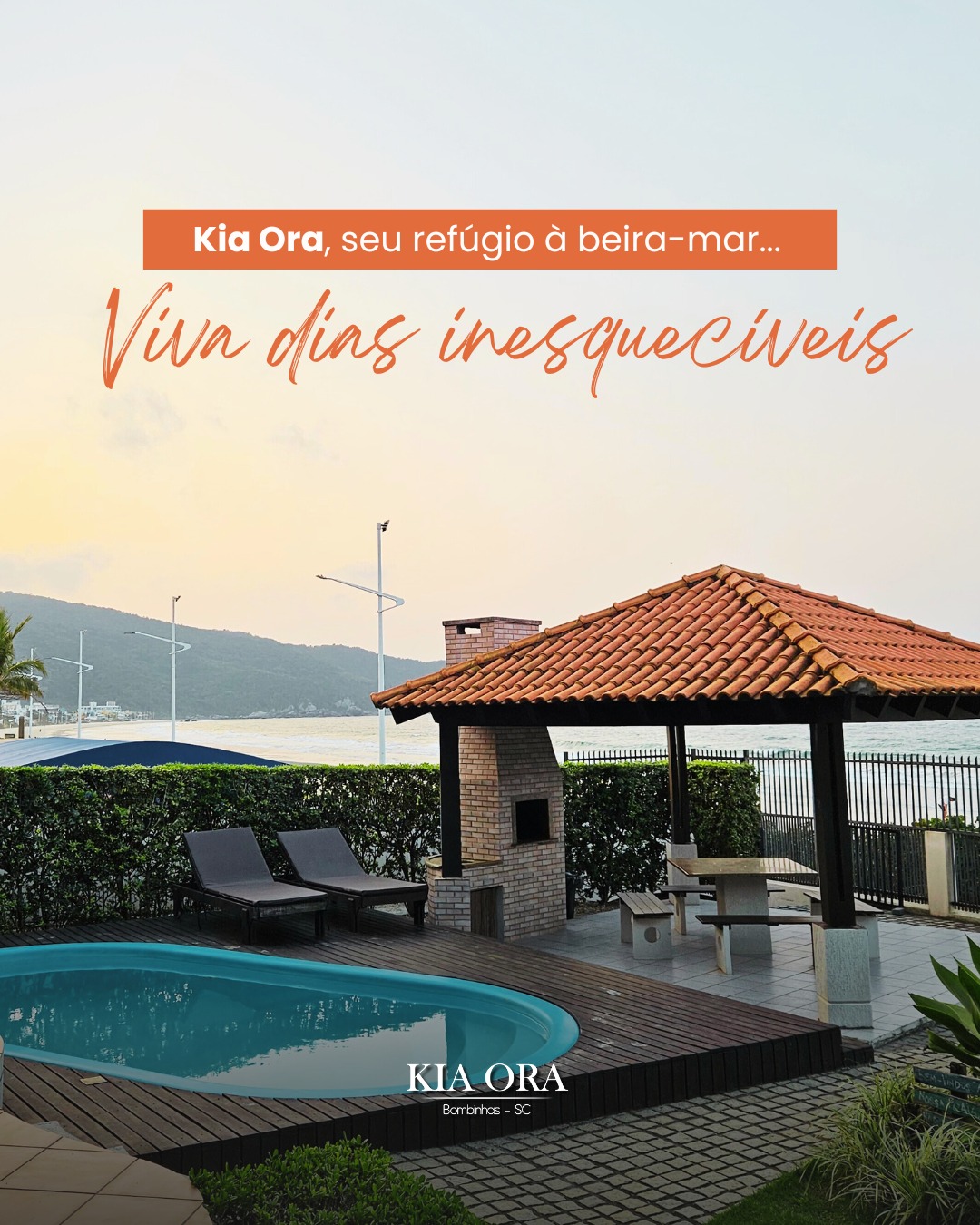Kia Ora, seu refúgio à beira-mar…
Nada como assistir ao pôr do sol direto da piscina, aquele momento em que o tempo desacelera e tudo fica mais bonito. ✨🌅
Reserve com antecedência e viva dias que realmente ficam na memória. 🌊💙