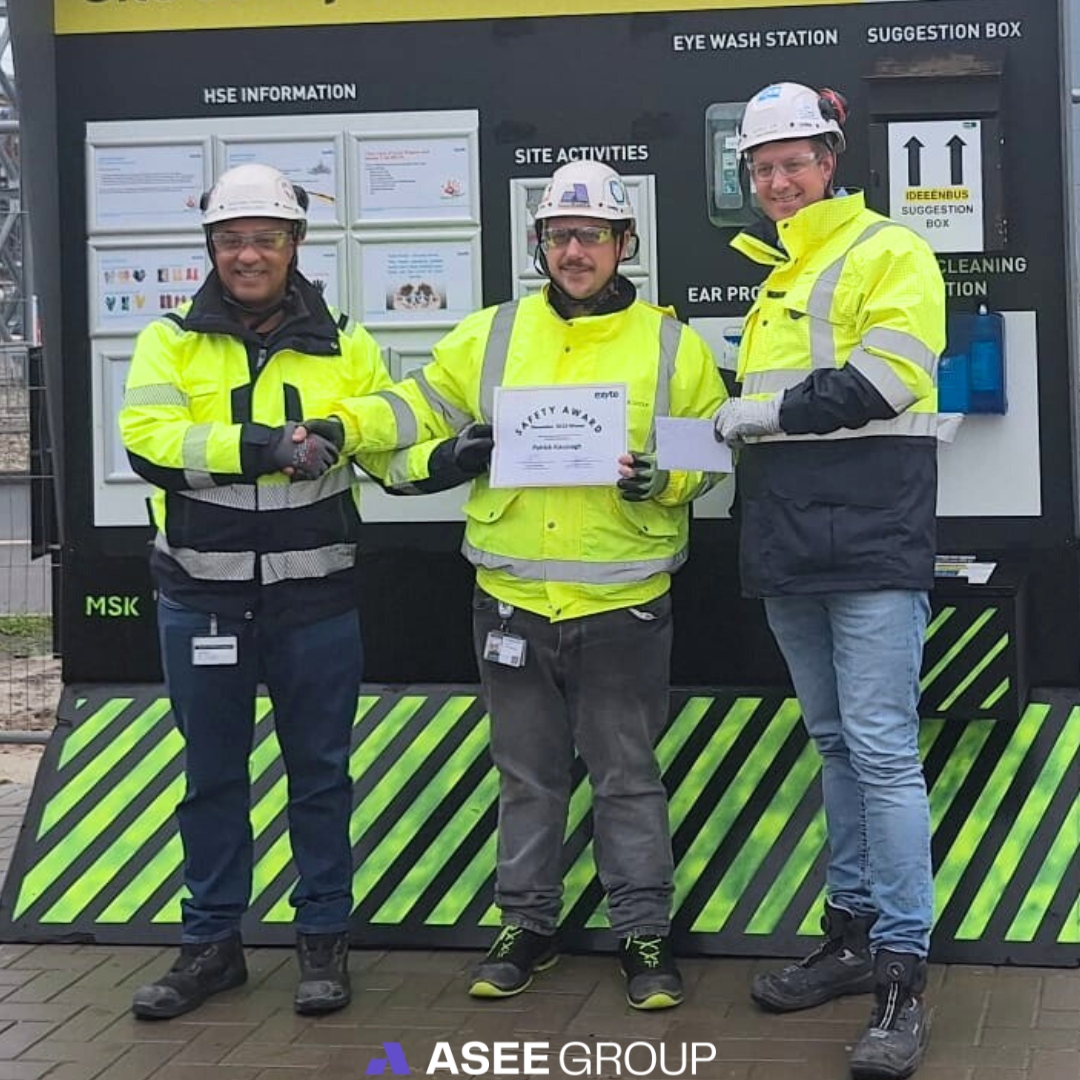🎉 Congratulations to Patrick Kavanagh! 🎉
We are delighted to extend our warmest congratulations to Patrick Kavanagh, Project Manager at ASEE Group, for being awarded a Safety Award by one of our prestigious clients on-site in Groningen, Netherlands, for November 2025.
This recognition highlights Patrick’s unwavering commitment to maintaining the highest safety standards and fostering a culture of responsibility and care on site. His dedication not only reflects his personal professionalism but also strengthens ASEE Group’s reputation for excellence across all our projects.
Well done, Patrick - and thank you for your outstanding leadership and continuous contribution to a safer working environment. 👏
#SafetyExcellence #Leadership #ASEEGroup #TeamAchievement #Groningen #SafetyAward