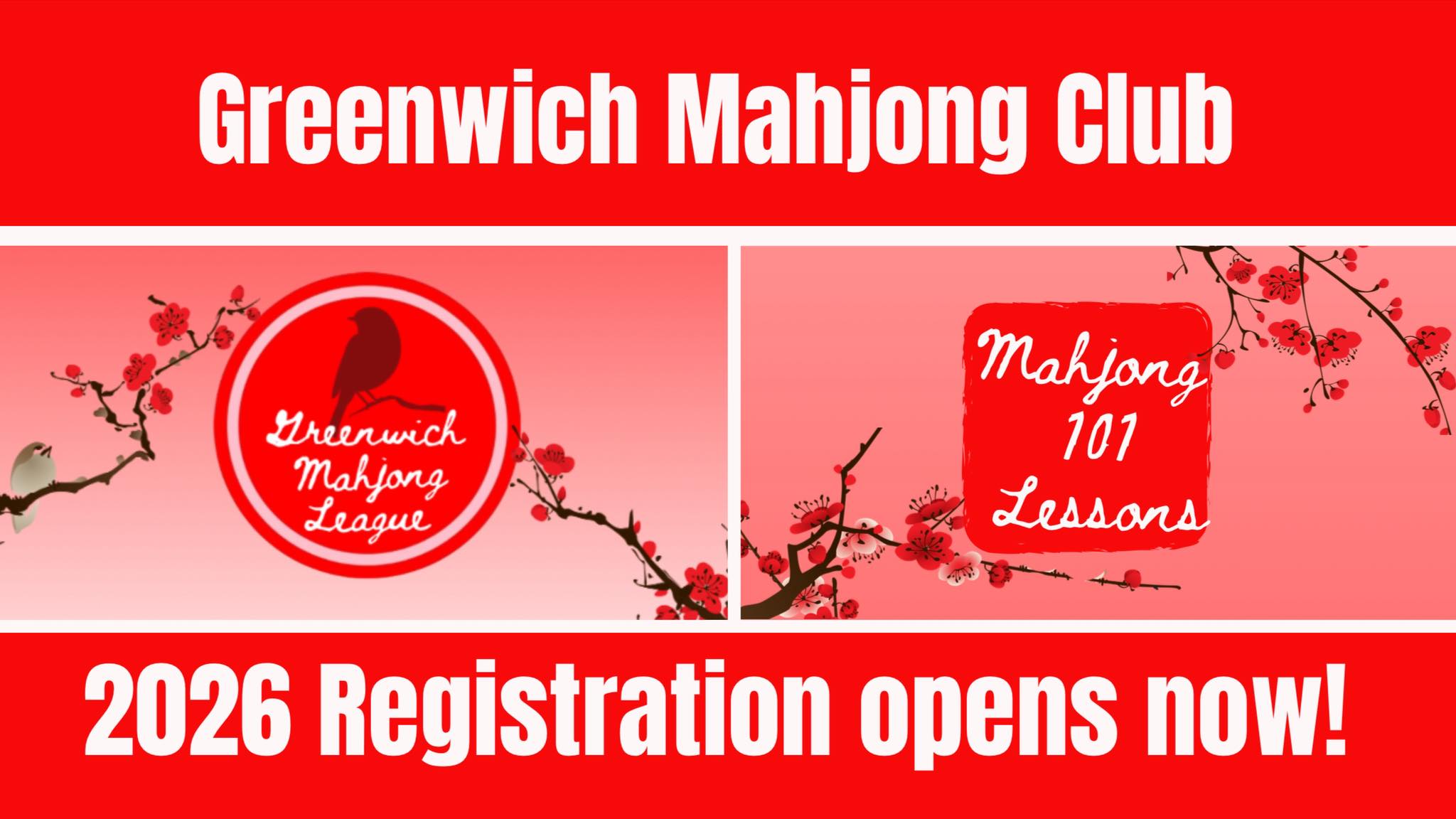 Start 2026 with Greenwich Mahjong Club — registration is officially open! 🀄❄️
Already know how to play?
👉 Join our Winter 2026 Mahjong League:
https://www.greenwichmahjongclub.com/service-page/greenwich-mahjong-league-winter-2026
New to the game?
👉 Sign up for our Mahjong 101 – 5-Part Beginner Series:
https://www.greenwichmahjongclub.com/service-page/mahjong-101-lessons-american-mj
✨ Tables fill quickly — we’d love to welcome you into our Mahjong family!