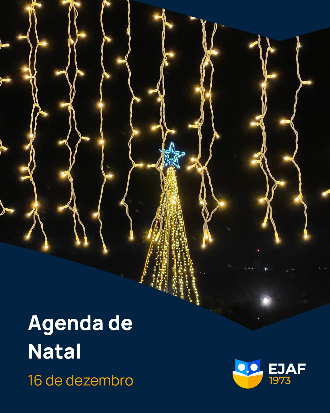Estamos a entrar na nossa altura favorita do ano: a última semana de aulas antes da pausa letiva do Natal. 🎅 São muitas as atividades que vão acontecer na terça-feira, enquanto te preparas para a pausa letiva:
🎄 8h30 Concurso de ceias de Natal e ceias partilhadas
🎄 9h Basquetebol 3x3
🎄 10h Missa de Natal
🎄 12h Final do torneio de FIFA
#EJAF #OlhosPostosNoFuturo
