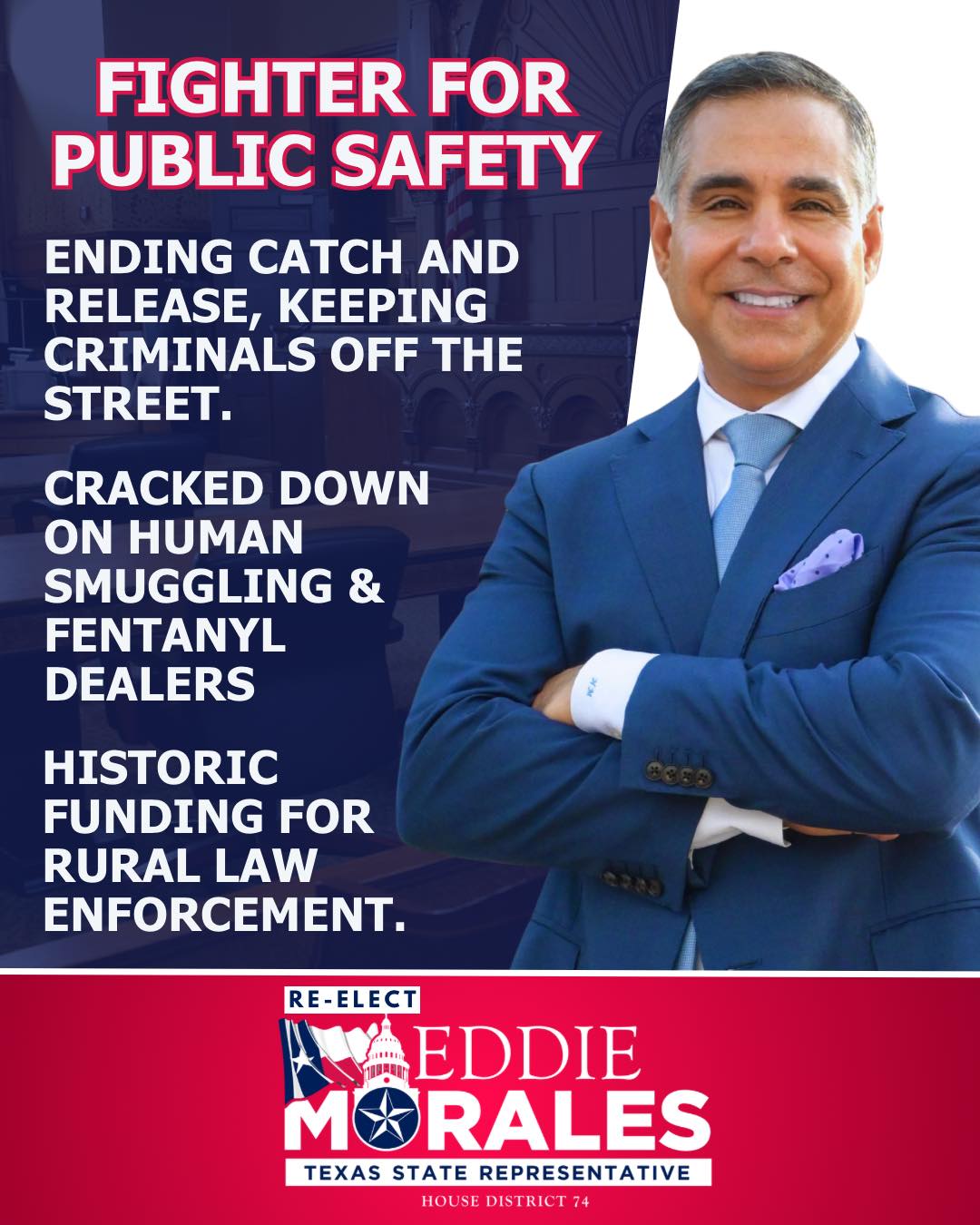 Representing the largest district in Texas, spanning 11 counties and 770+ miles of the Texas-Mexico border, public safety has been a top priority. In the Texas House, I made sure to put the safety of our communities first.
✅ Ending “catch and release” to keep dangerous criminals off the street.
✅ Worked to secure HISTORIC funding for our rural law enforcement offices.
✅ Cracking down on human smugglers.
✅ Increasing penalties for fentanyl dealers.
✅ Fought for smart and effective border security.
✅ Fighting to protect the privacy of jurors, removing threat of retaliation.
I remain committed to always supporting our law enforcement, investing in our communities, and ensuring safety remains a top priority on my legislative agenda. #MoralesForTexas #AVoiceForAll